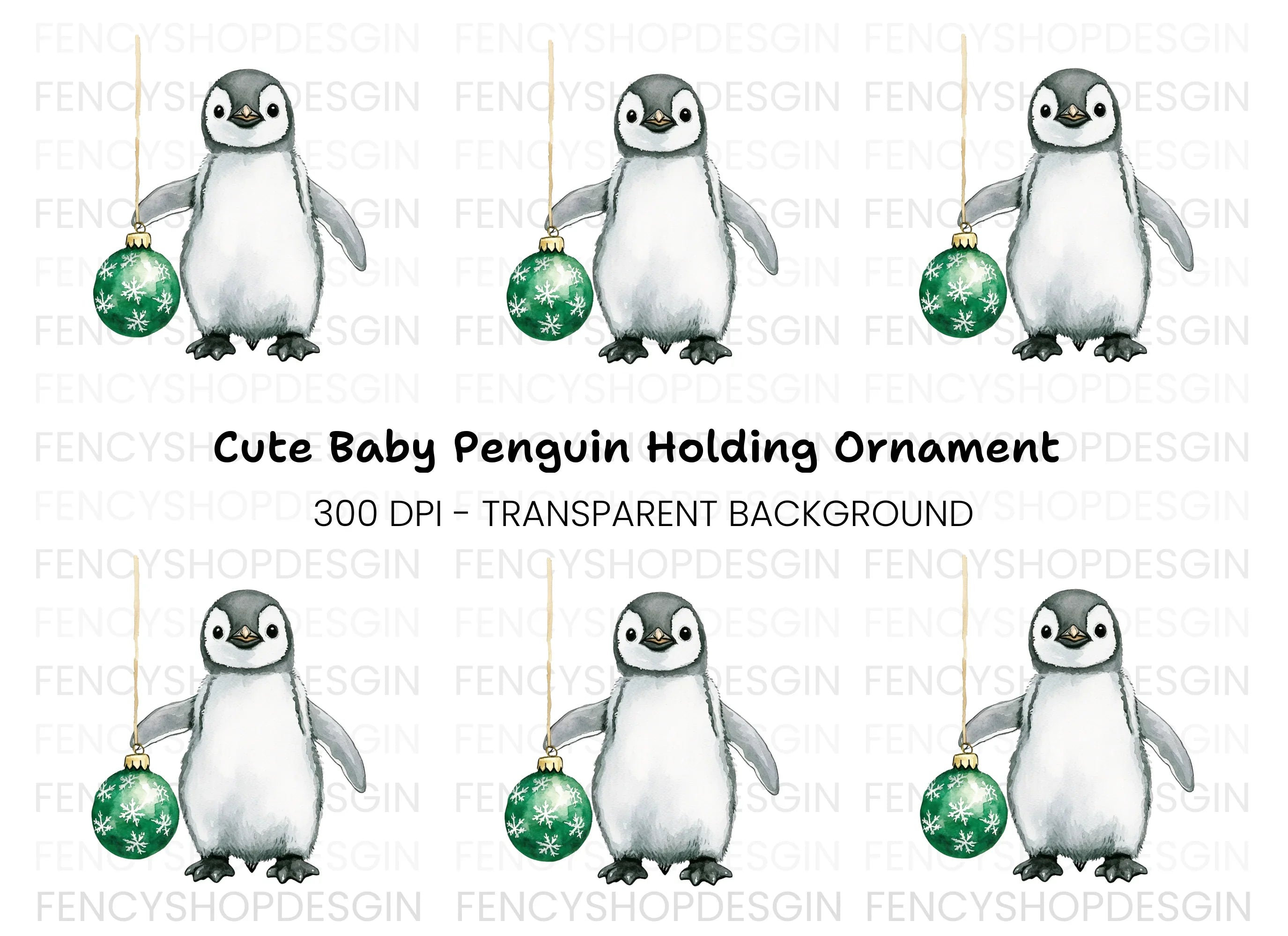 Cute Baby Penguin Christmas Clipart Bundle