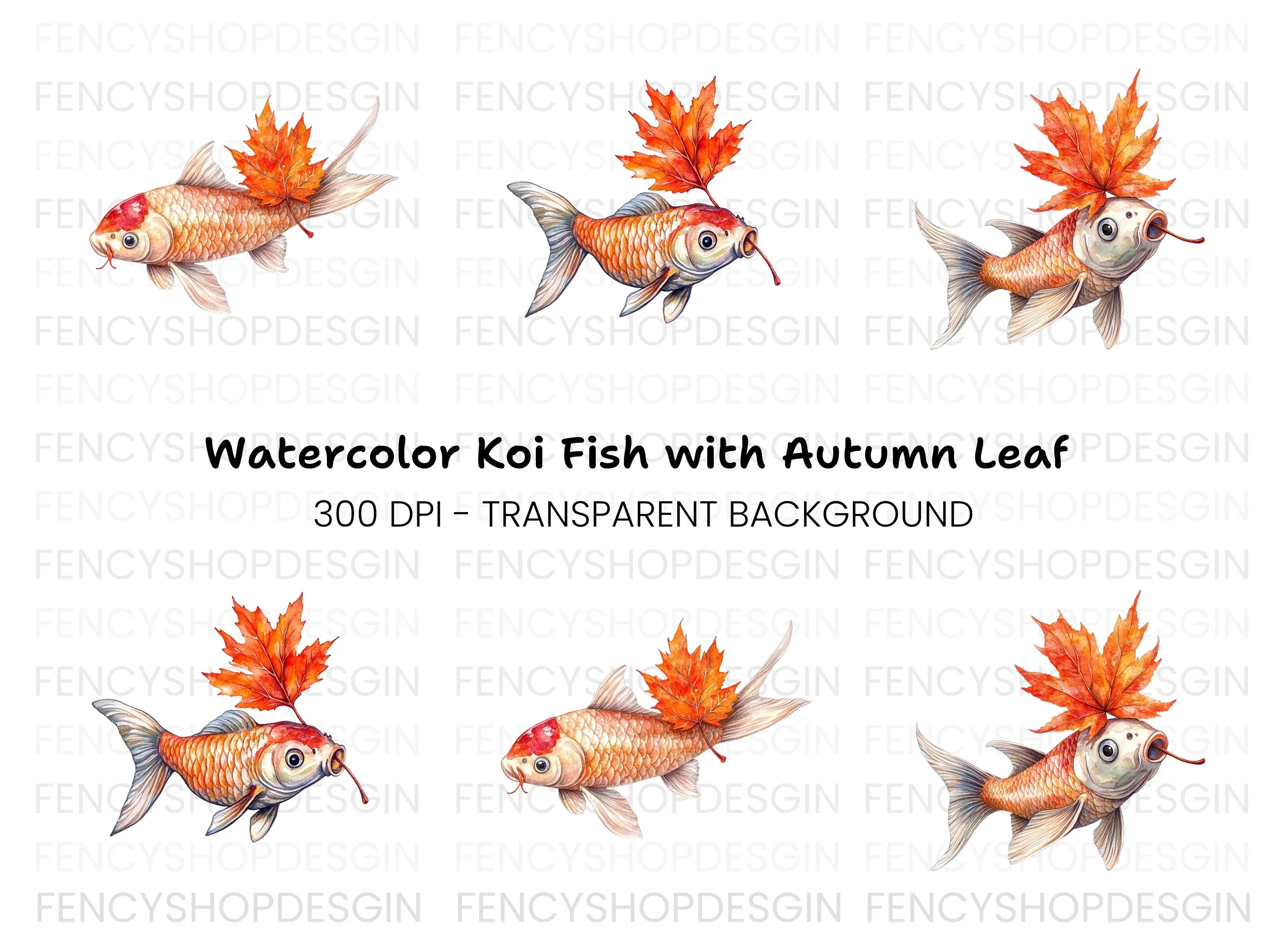 Autumn Koi Fish Clipart Bundle