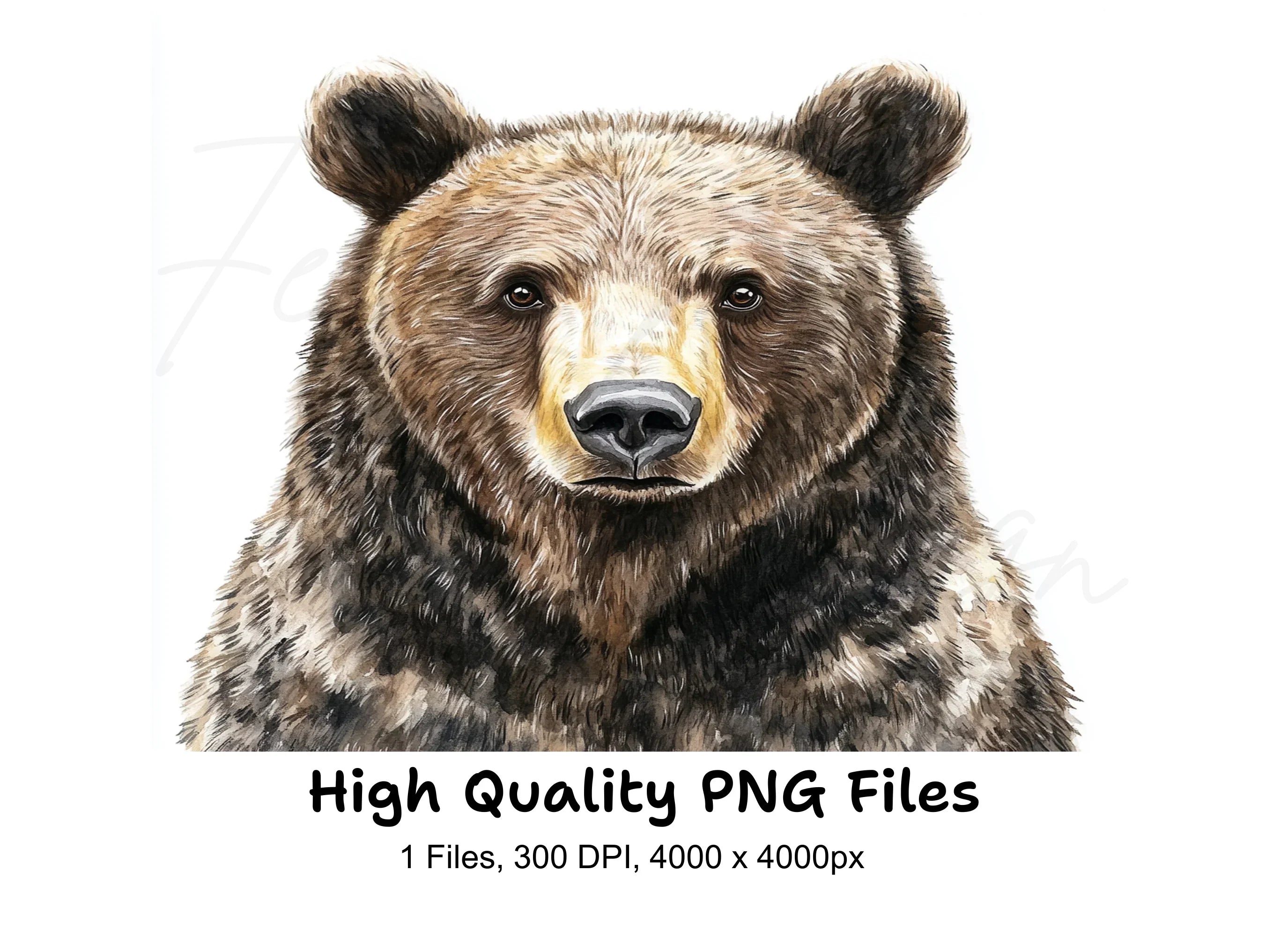Realistic Brown Bear Head Clipart Bundle