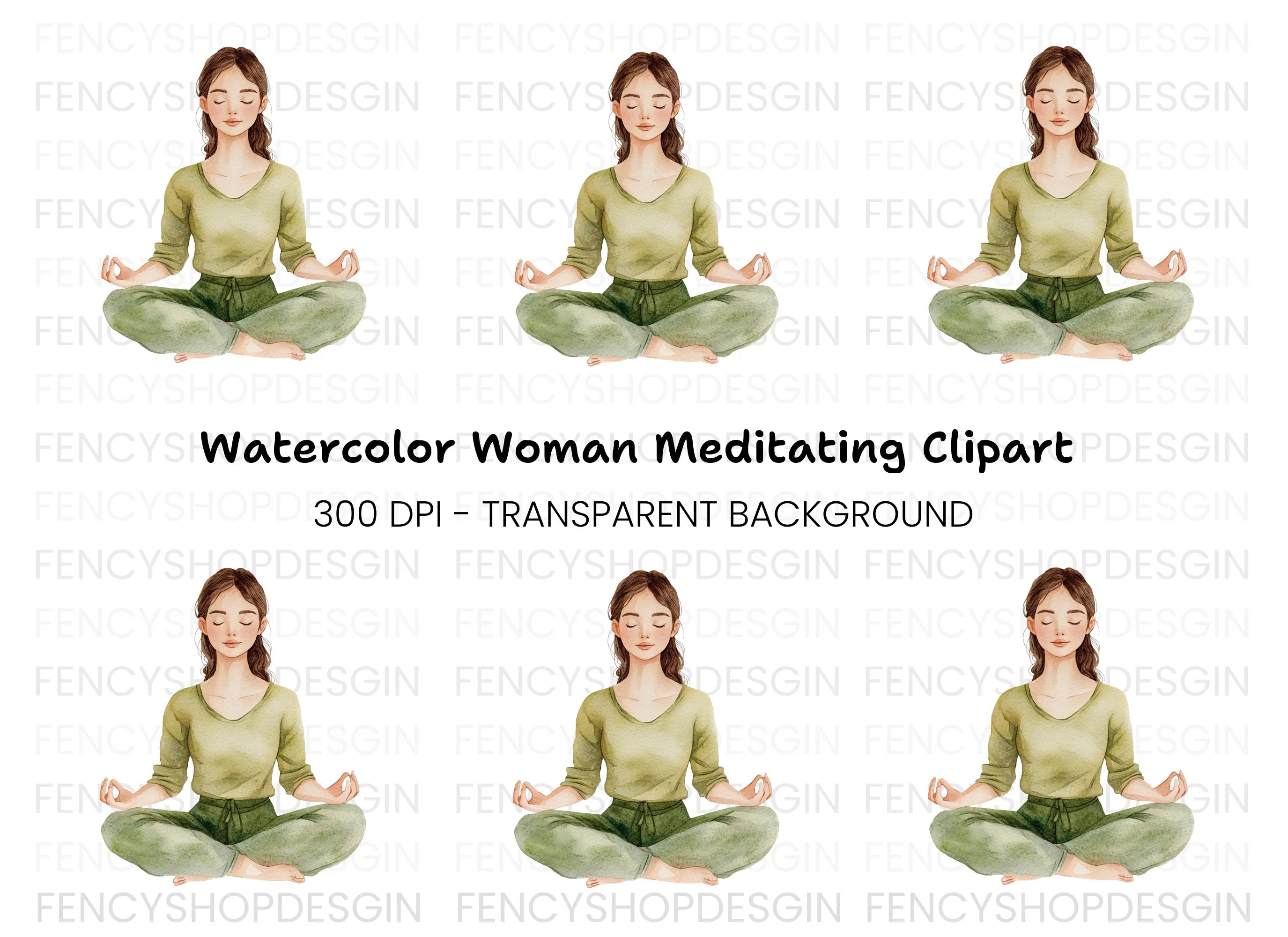 Woman Meditating Style Clipart Bundle