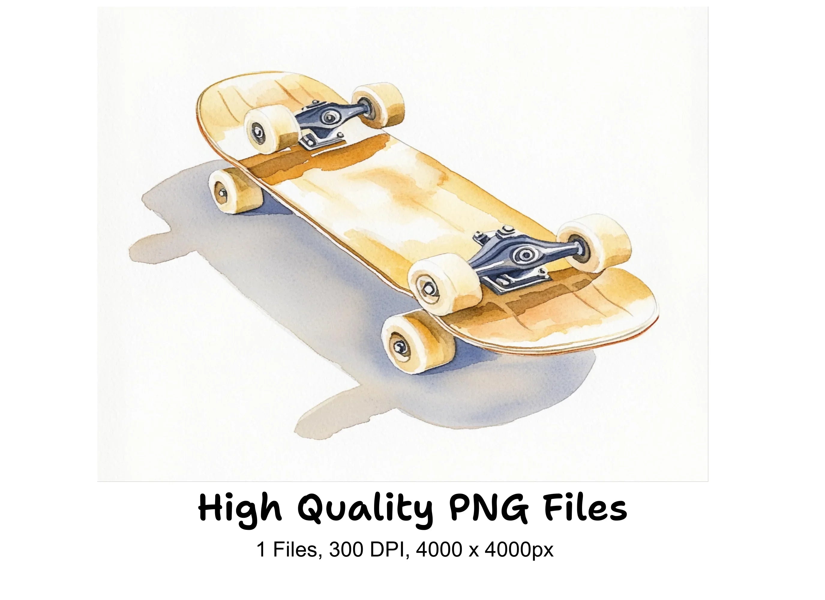 Classic Wooden Skateboard Clipart Bundle