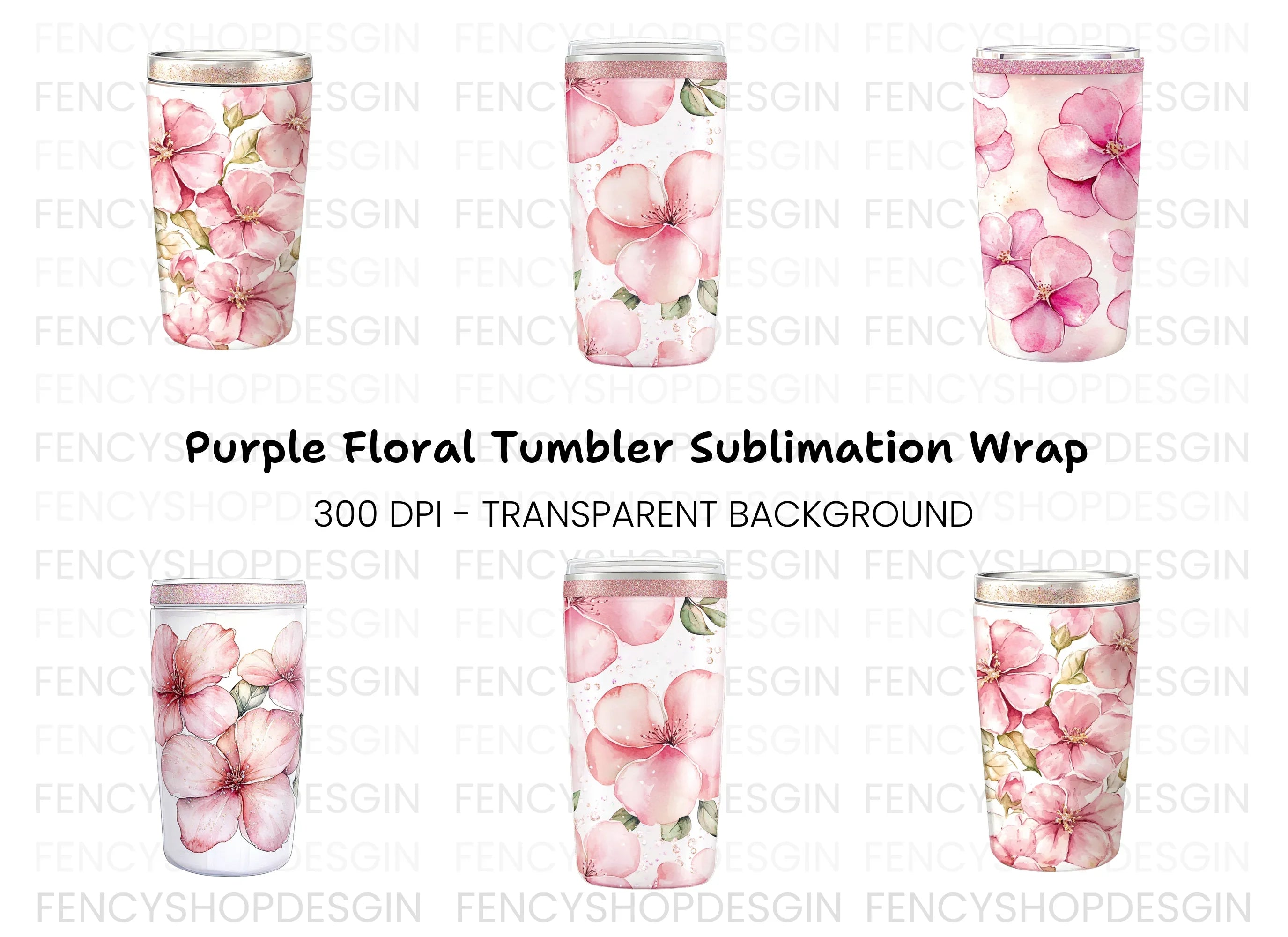 Pink Floral Tumbler Clipart Bundle