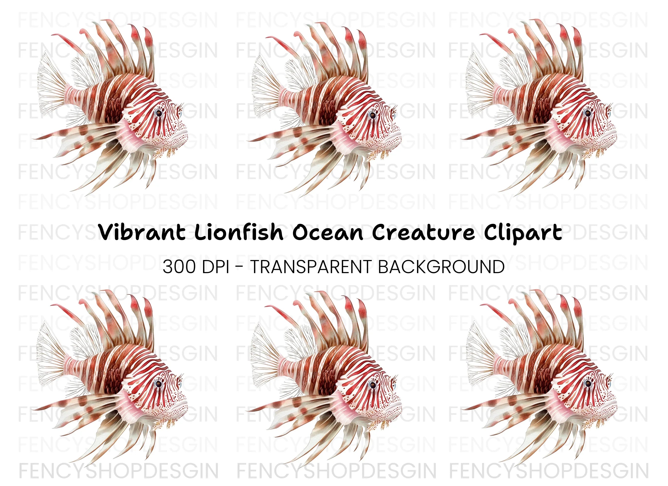 Vibrant Lionfish Clipart Bundle