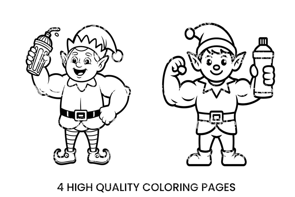 Strong Christmas Elf with Bottle Coloring Books