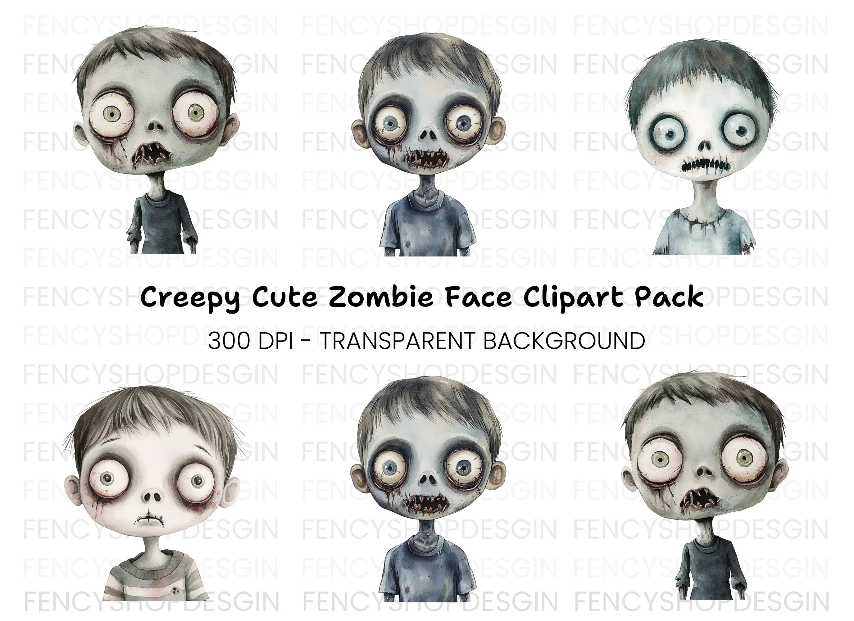 Spooky Zombie Kids Clipart Bundle