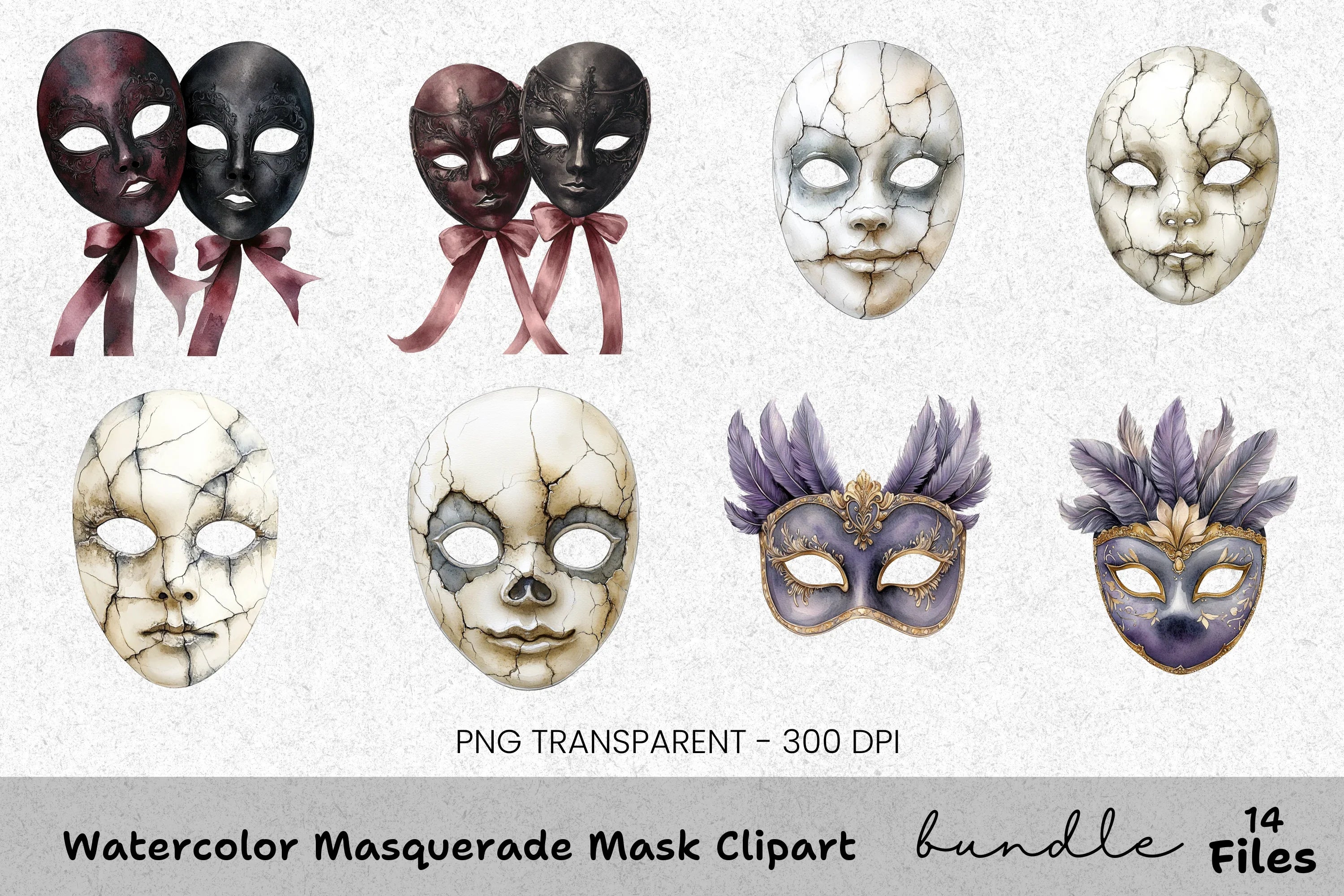 Masquerade Mask Clipart Bundle