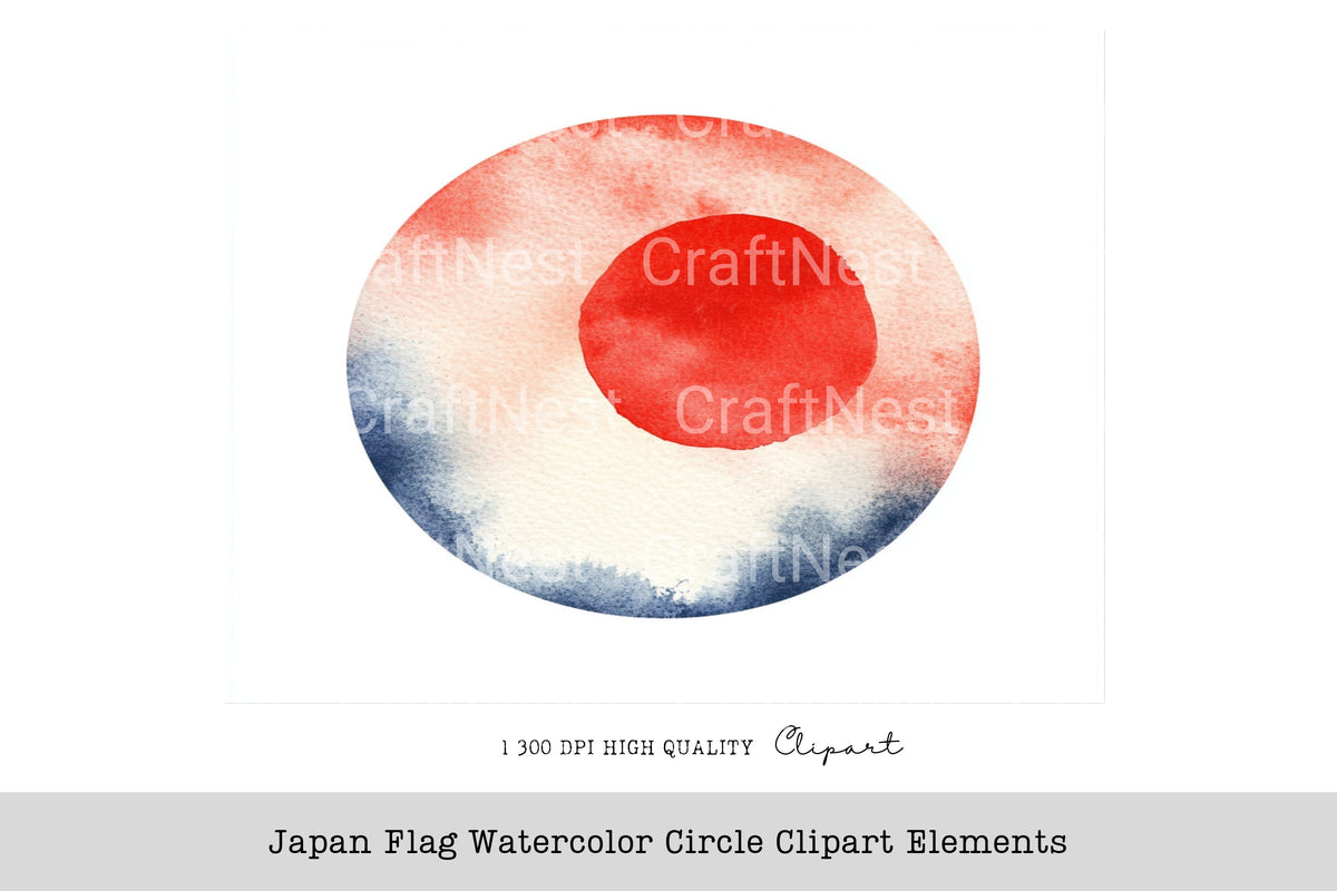 Japan Flag Circle Elements Clipart Bundle