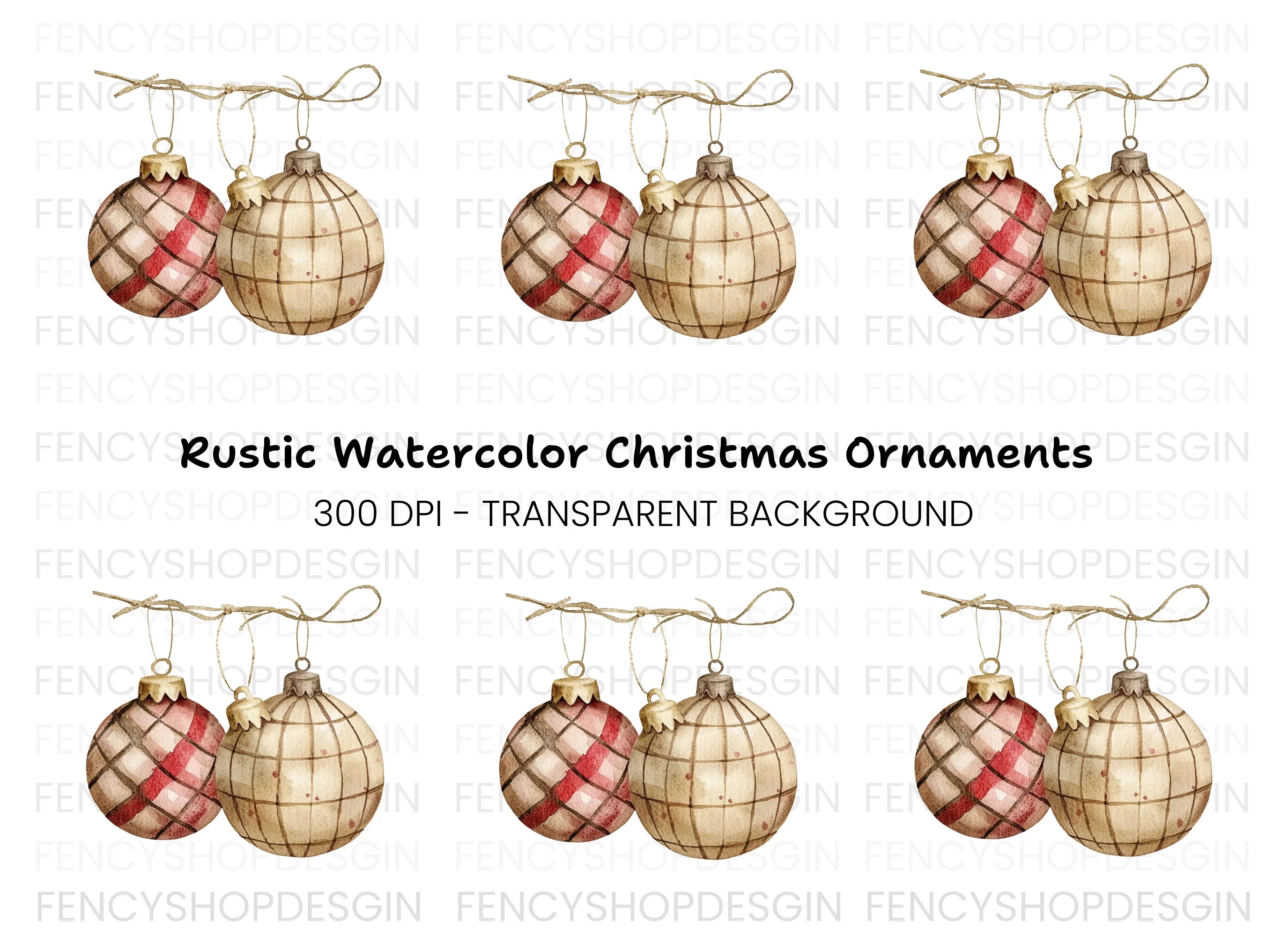 Christmas Ornaments Clipart Bundle
