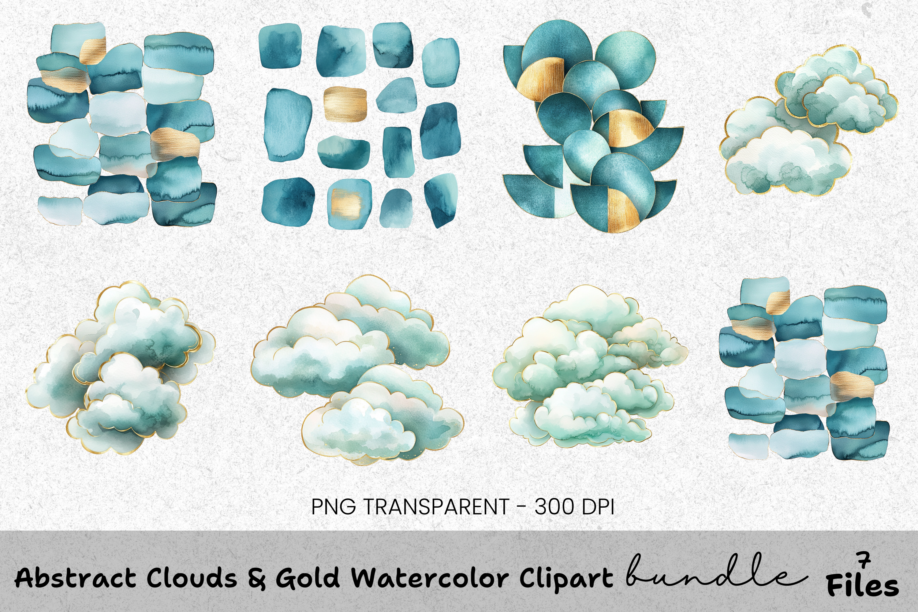 Abstract Gold Clouds Clipart Bundle