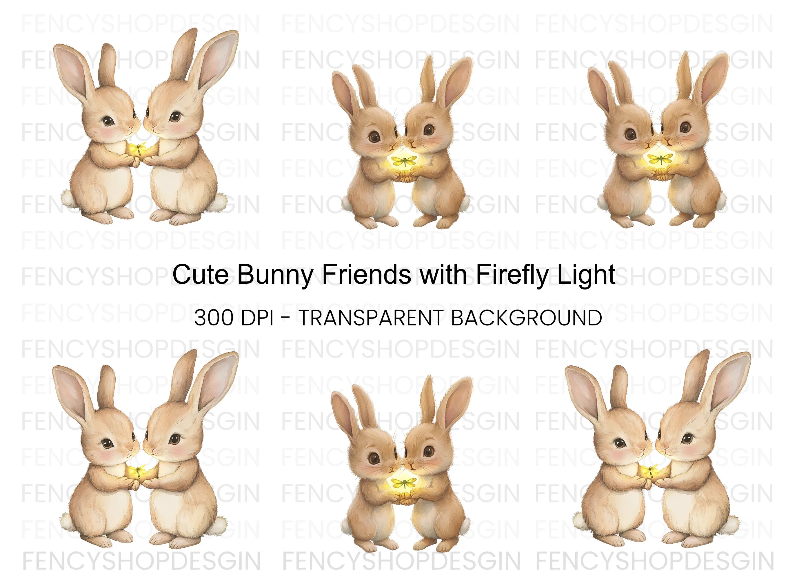 Cute Bunny Couple Clipart Bundle