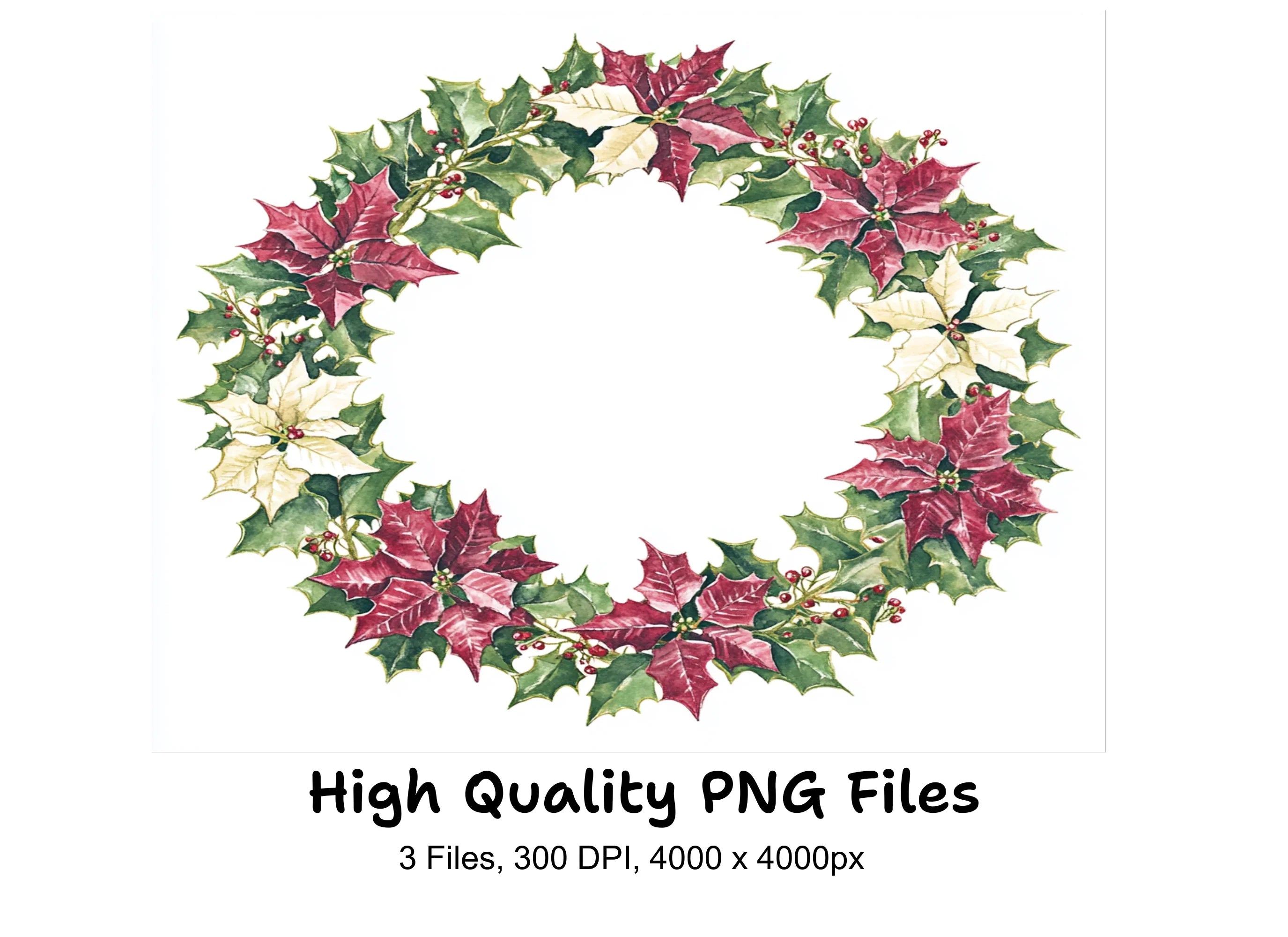 Poinsettia Wreaths Clipart Bundle
