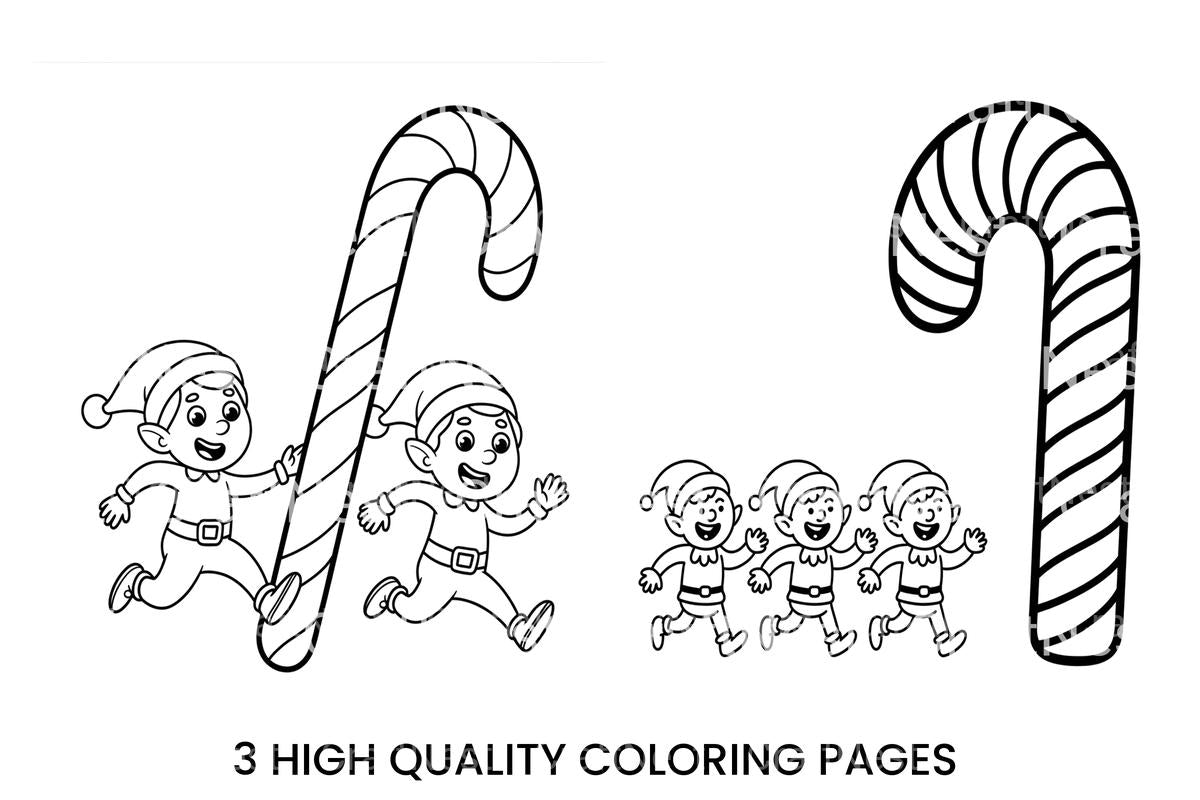 Candy Cane Elf Christmas Coloring Books