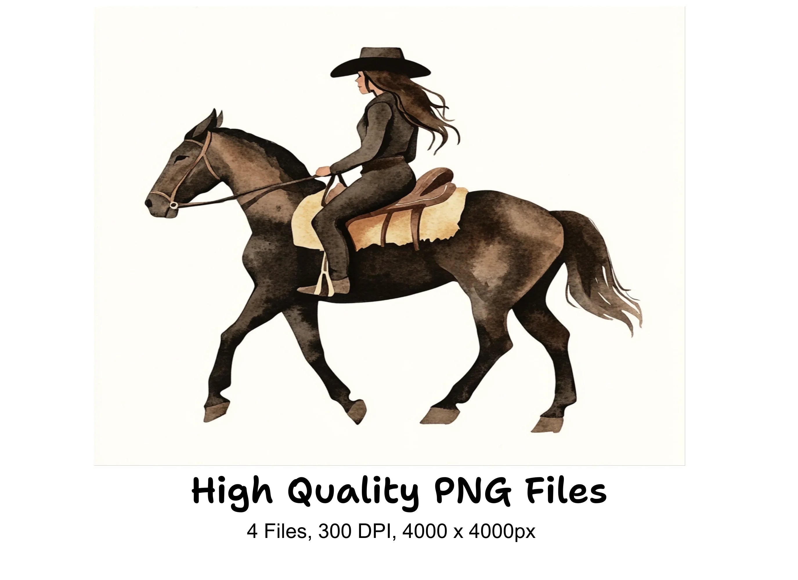Cowgirl Riding Horse Clipart Bundle