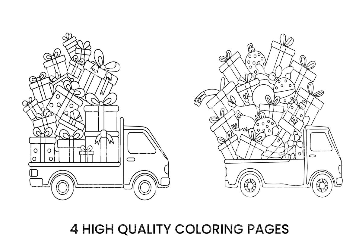 Christmas Gift Delivery Trucks Coloring Books