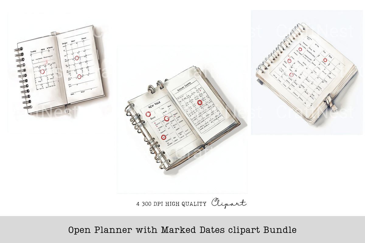 Open With Marked Dates Clipart Planner
