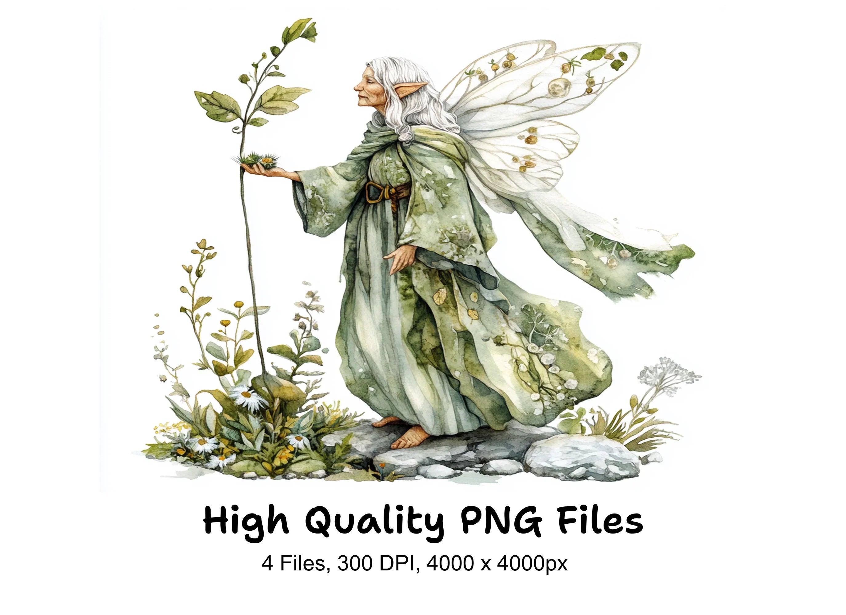 Fantasy Old Man Fairy Clipart Bundle