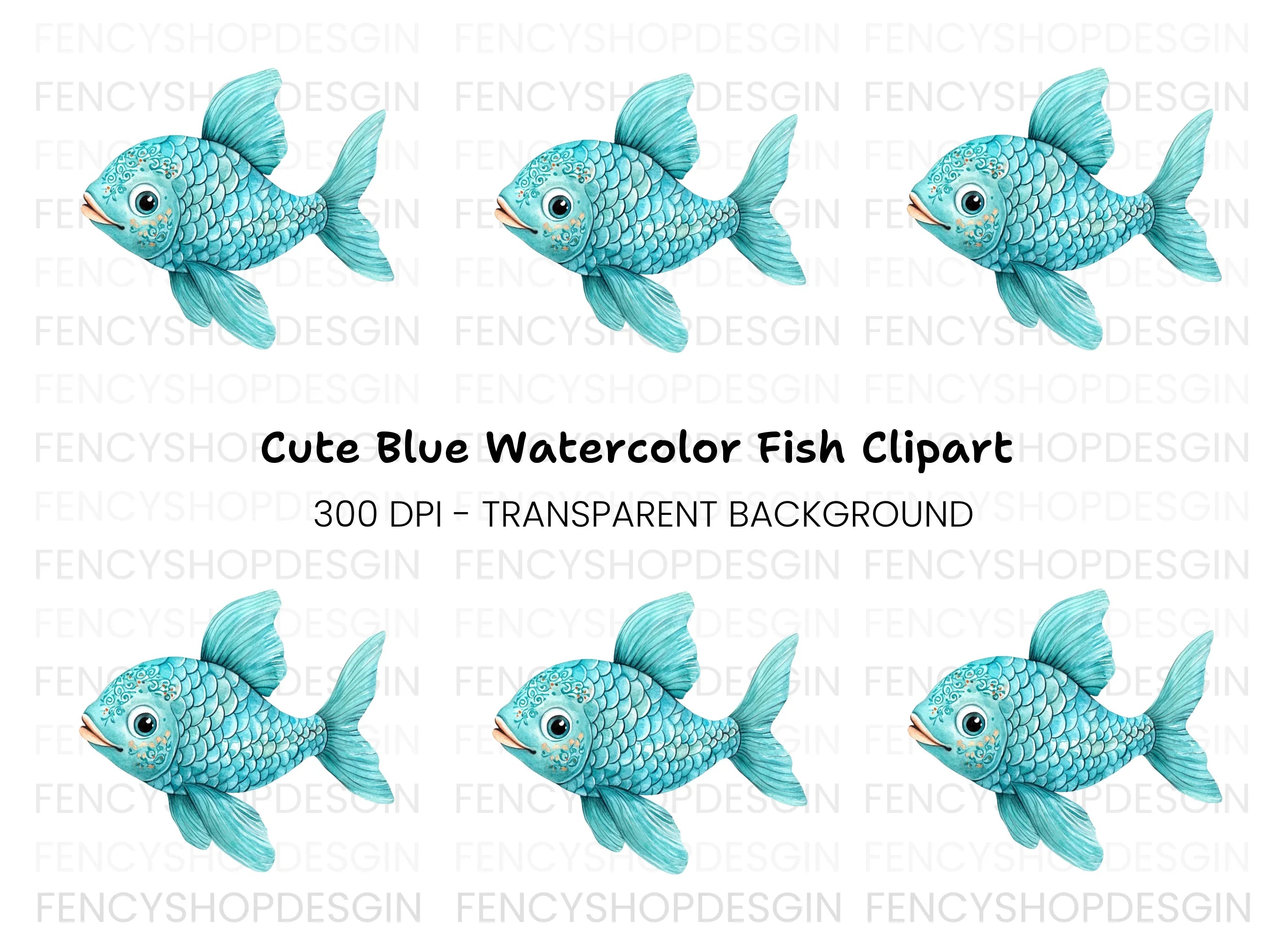 Charming Blue Fish Clipart Bundle