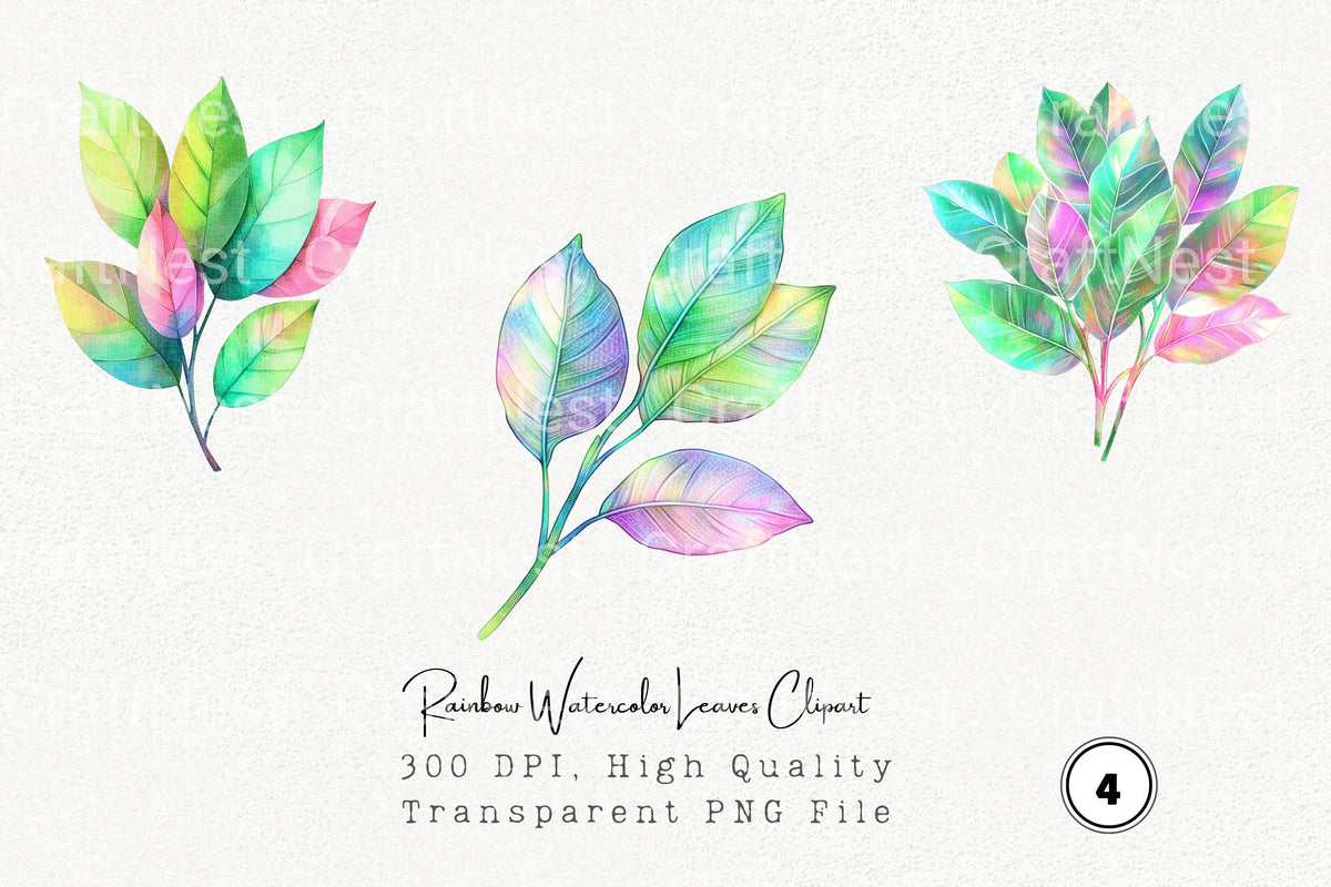 Rainbow Leaves Clipart Bundle