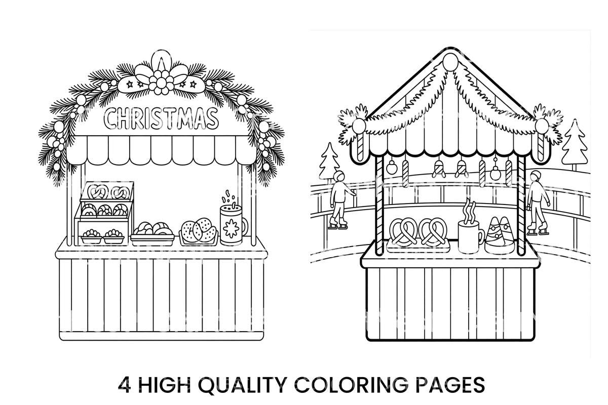 Christmas Market Stalls Coloring Books