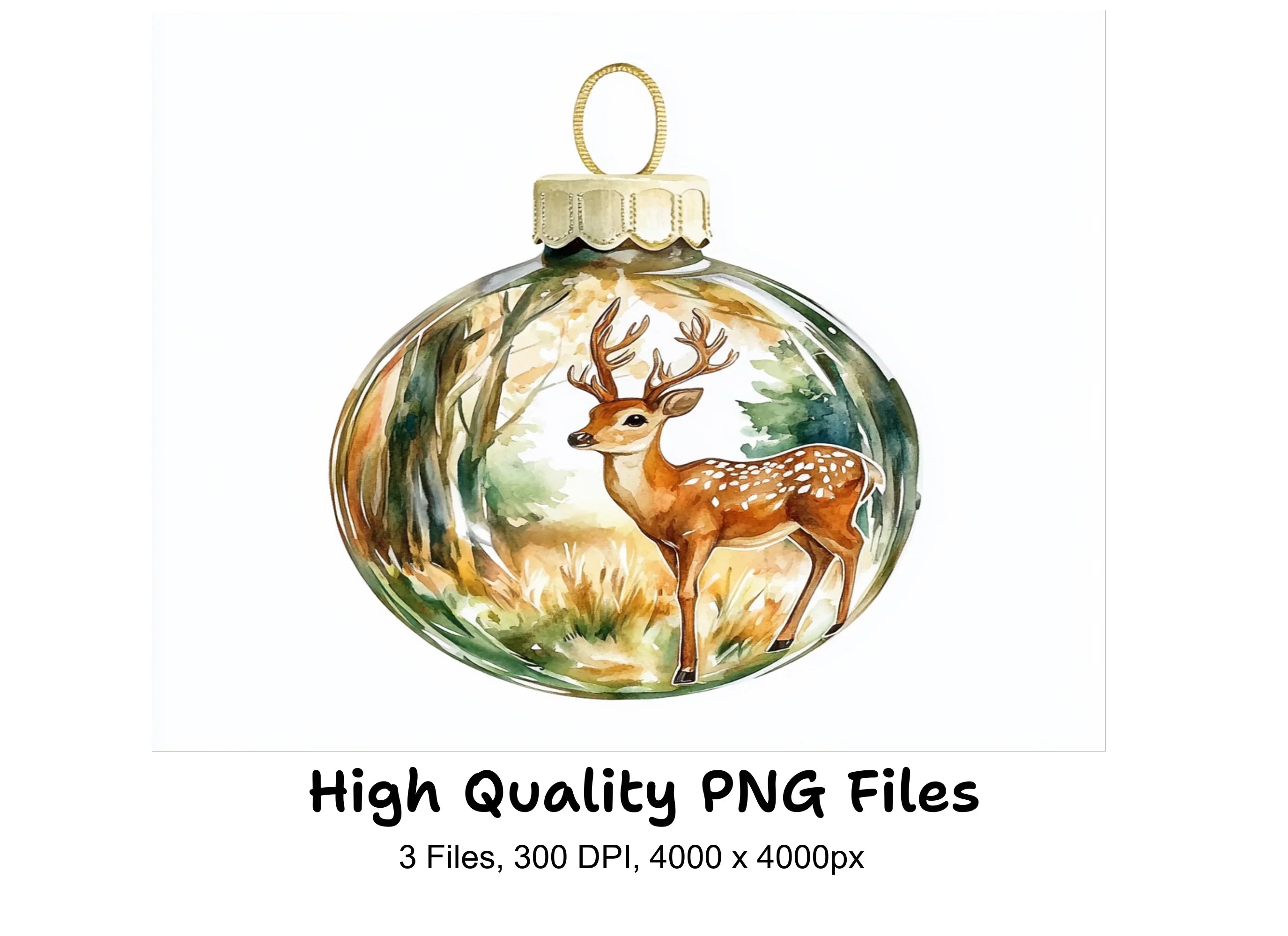 Christmas Ornament Fawn Clipart Bundle