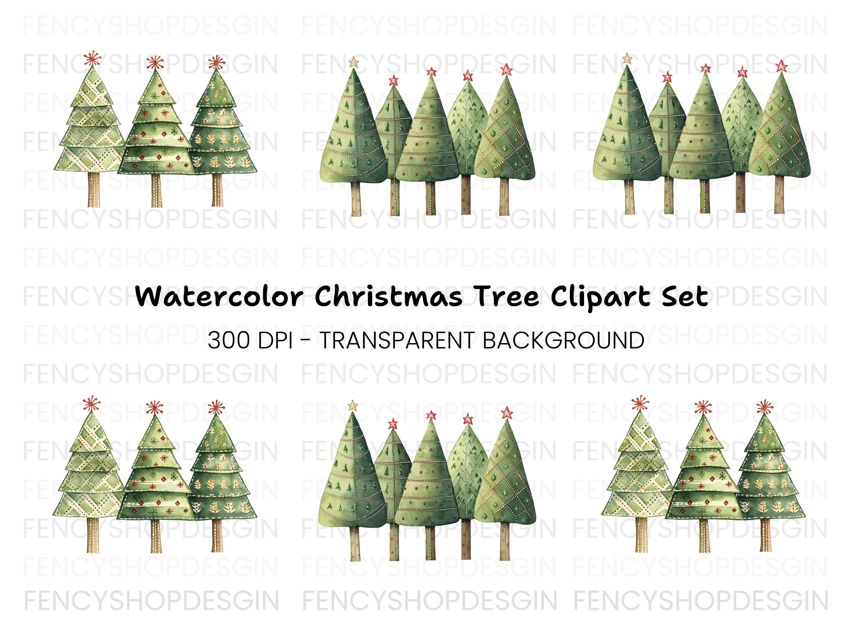 Christmas Tree Clipart Bundle