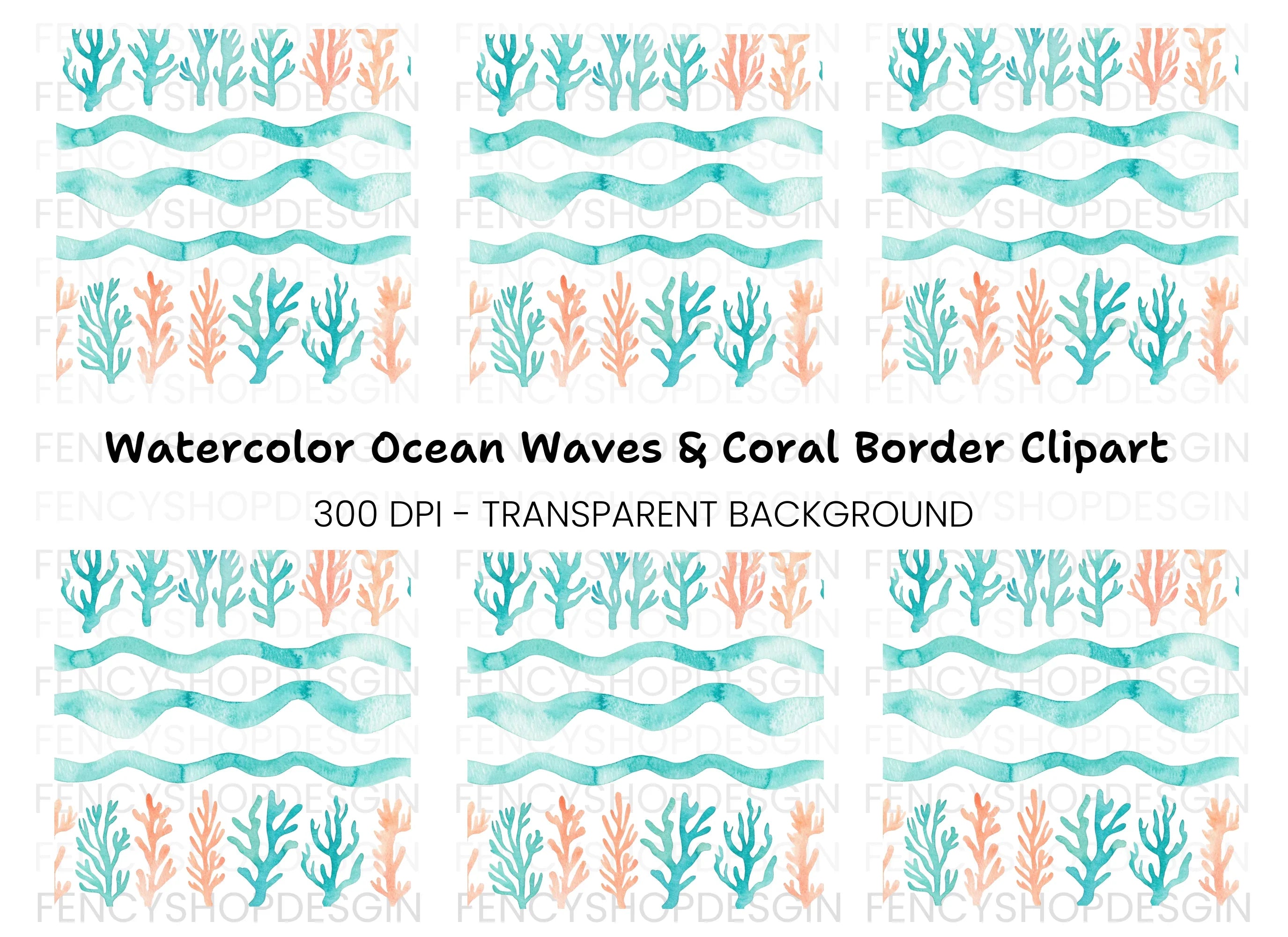Coral Reef Pattern Clipart Bundle