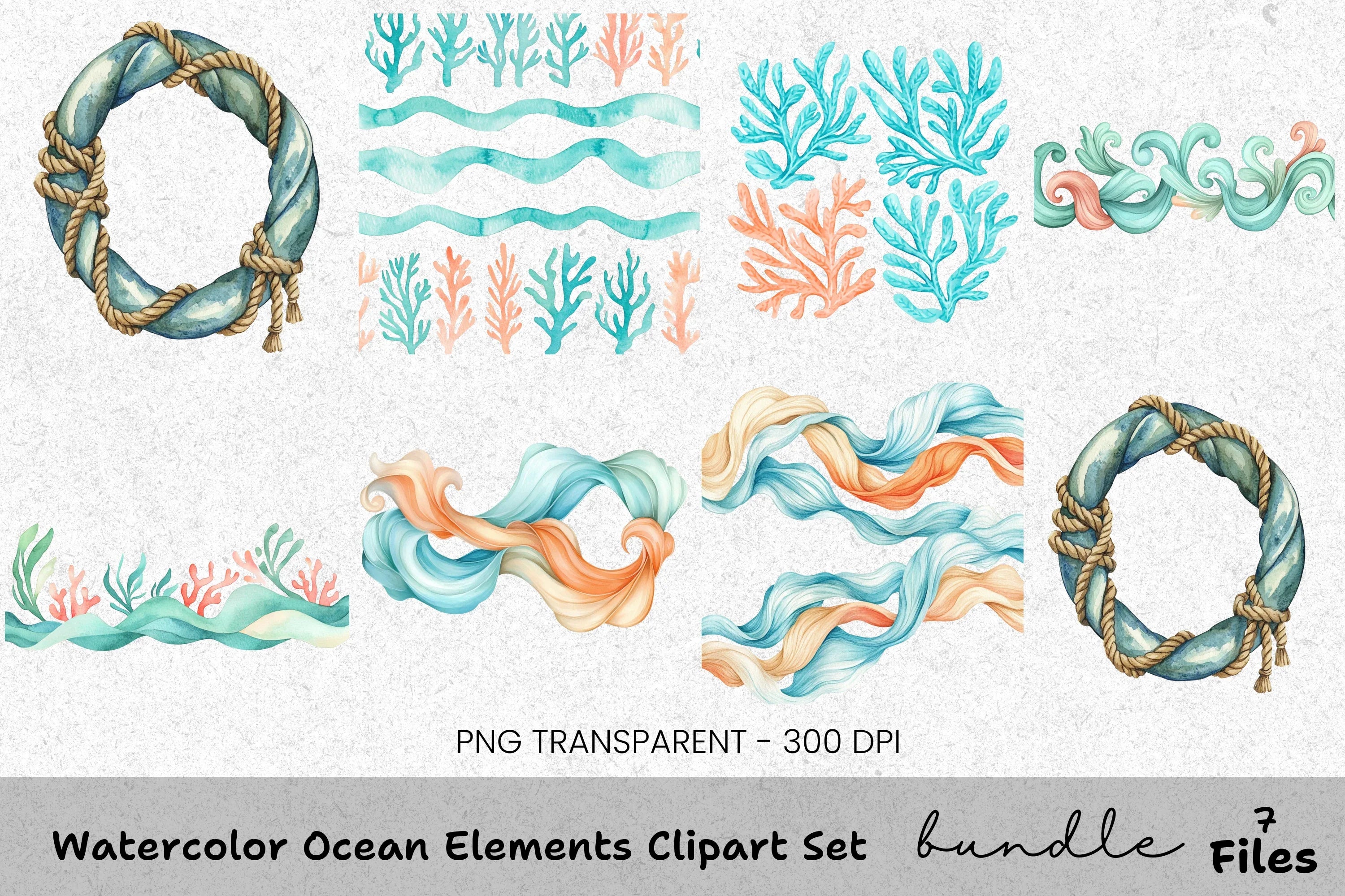 Ocean Elements Clipart Bundle