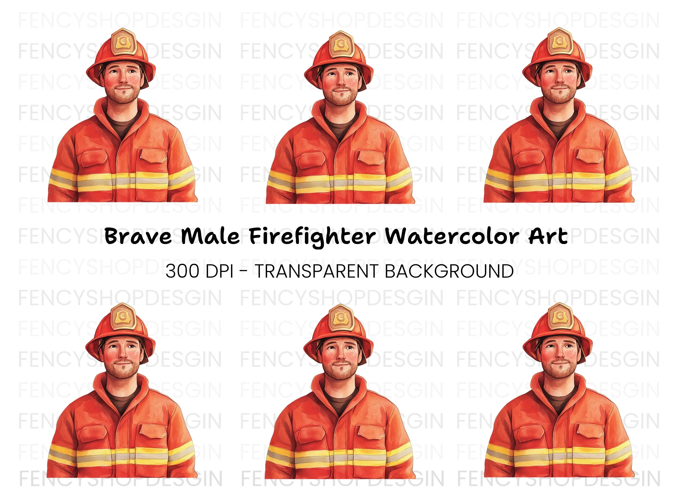 Brave Firefighter Illustration Clipart Bundle