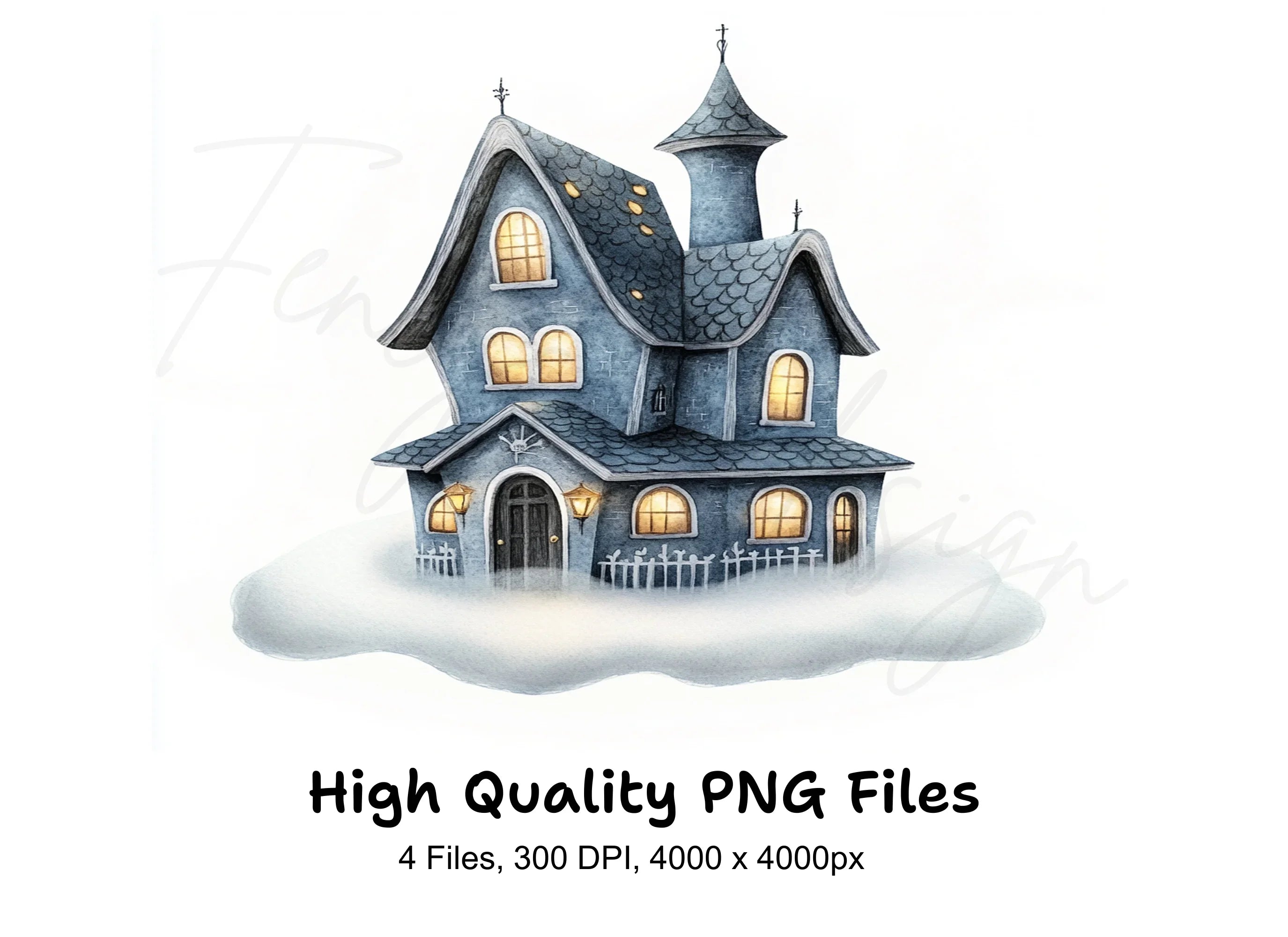 Whimsical Winter House Clipart Bundle