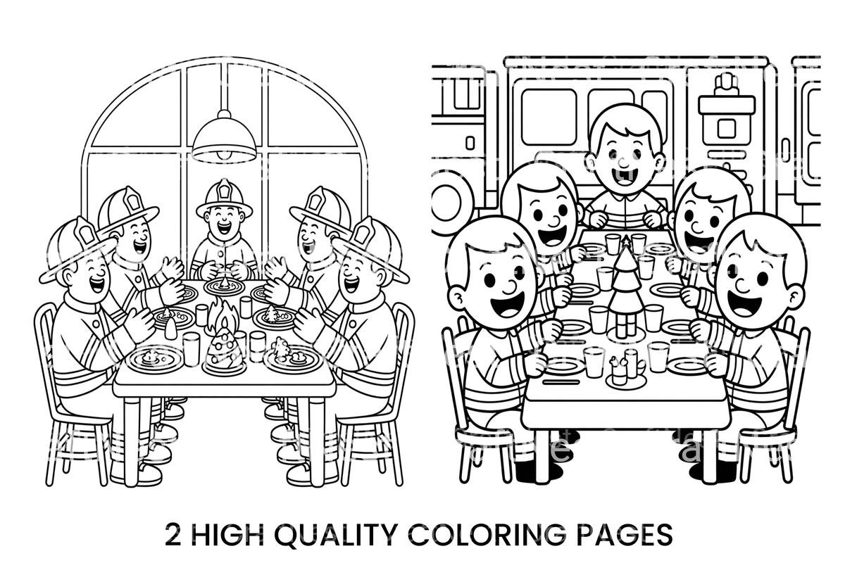 Firefighters Christmas Dinner Coloring Books
