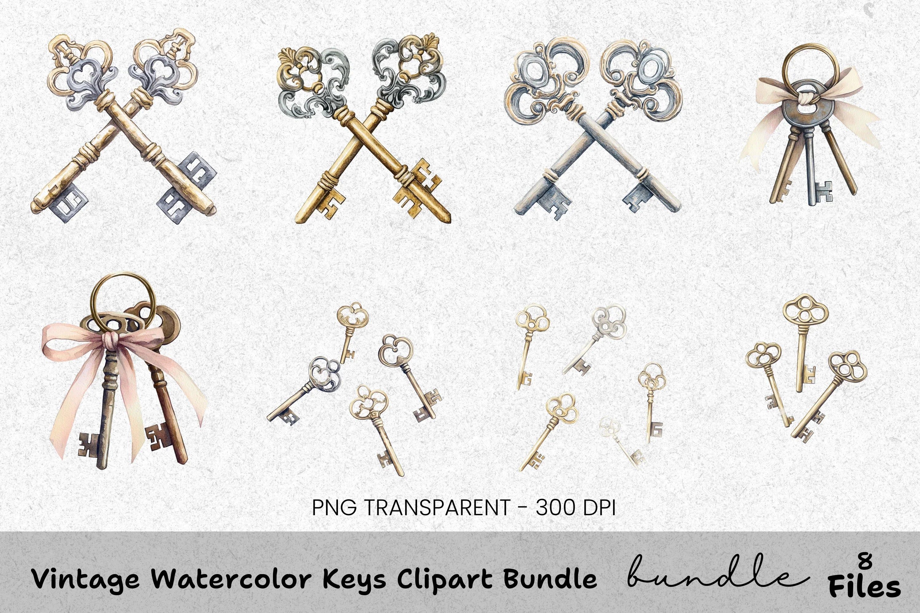 Vintage Keys Clipart Bundle