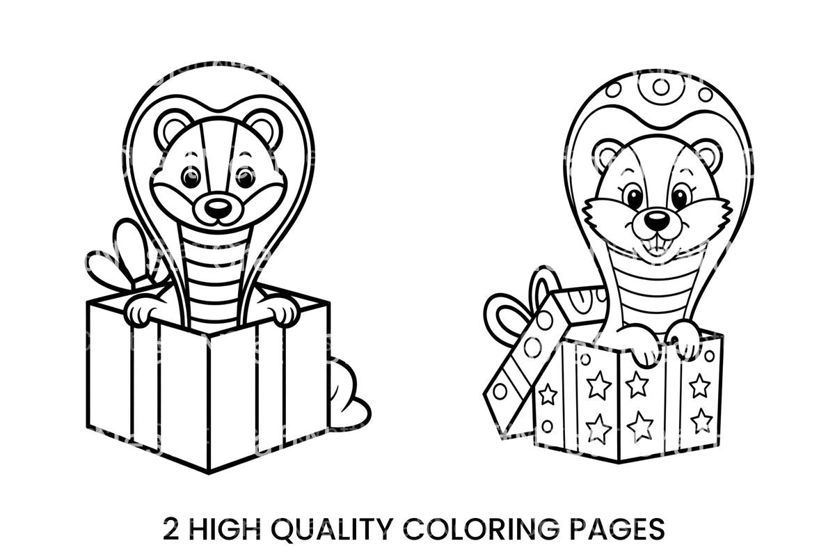 Cute Otter in Gift Box Coloring Books