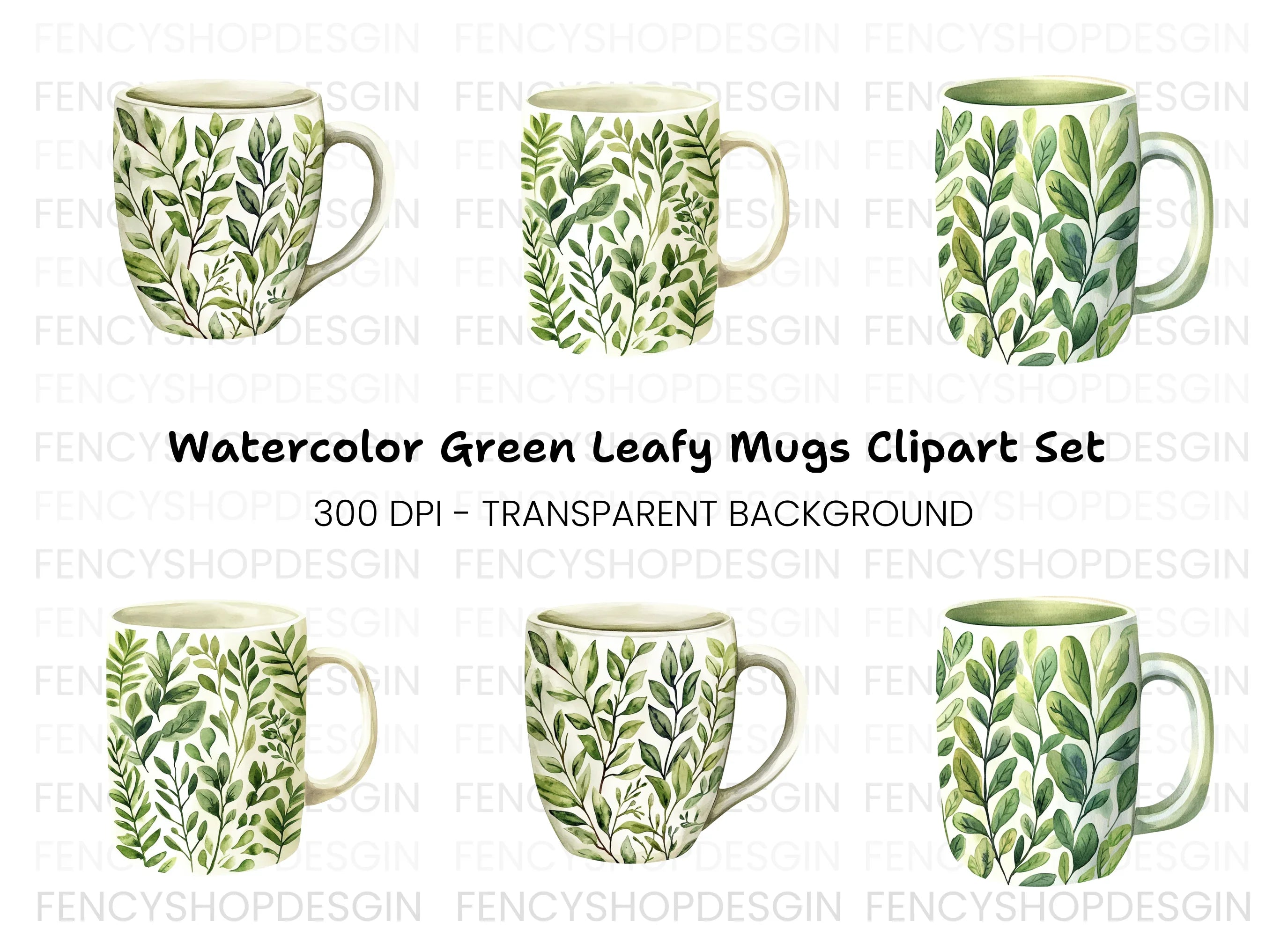 Green Leaf Pattern Clipart Bundle