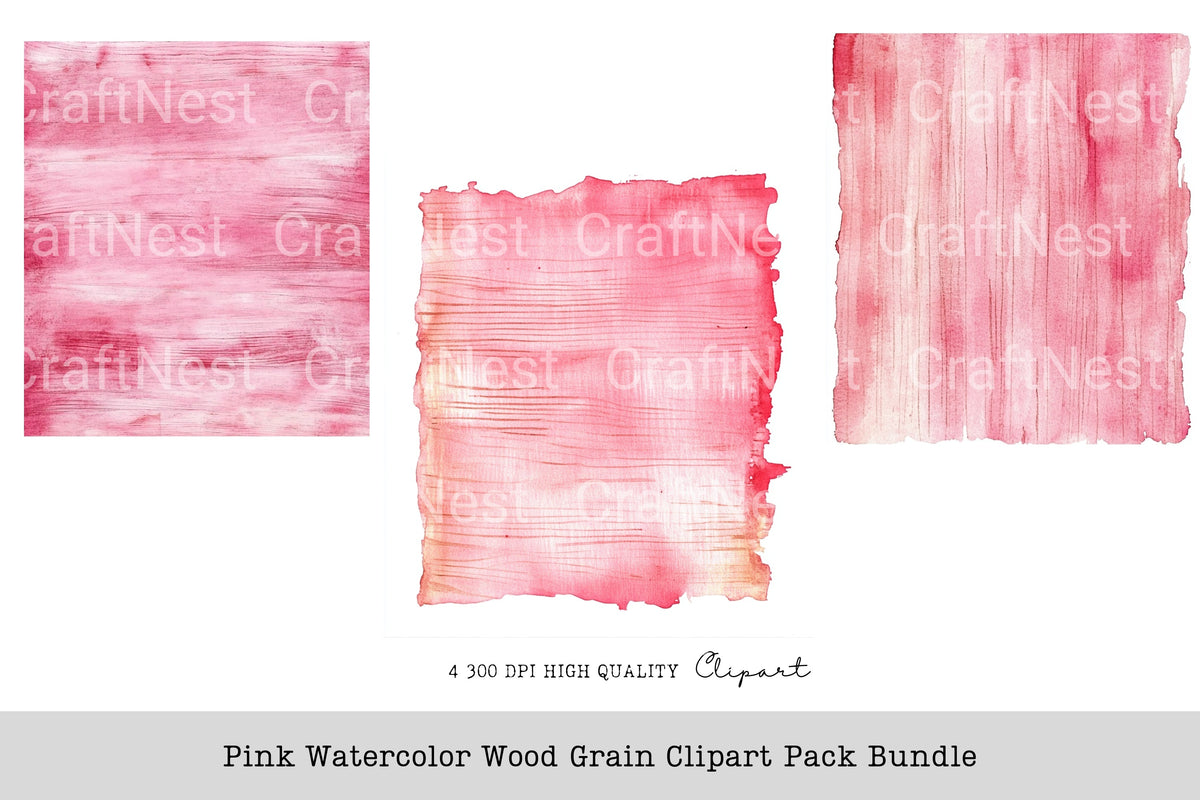 Pink Wood Grain Clipart Bundle