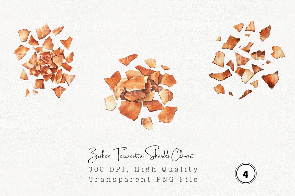 Broken Terracotta Shards Clipart Bundle