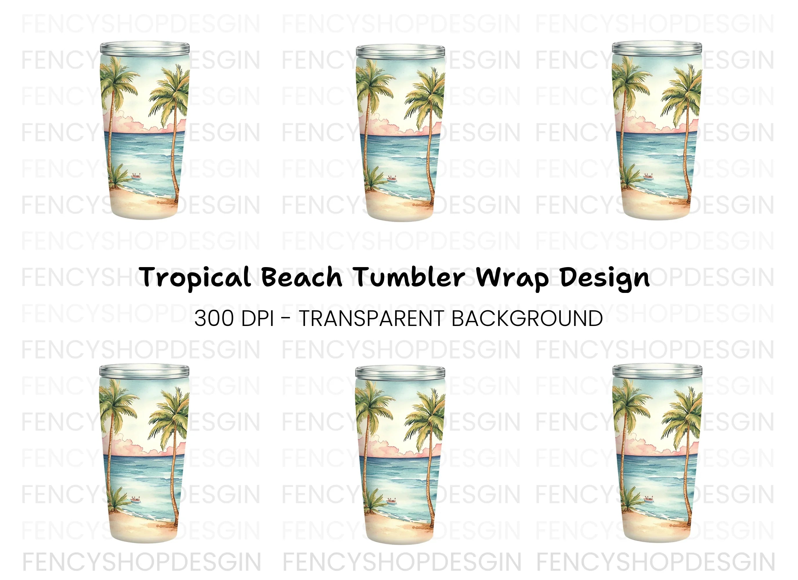 Tropical Beach Tumbler Clipart Bundle