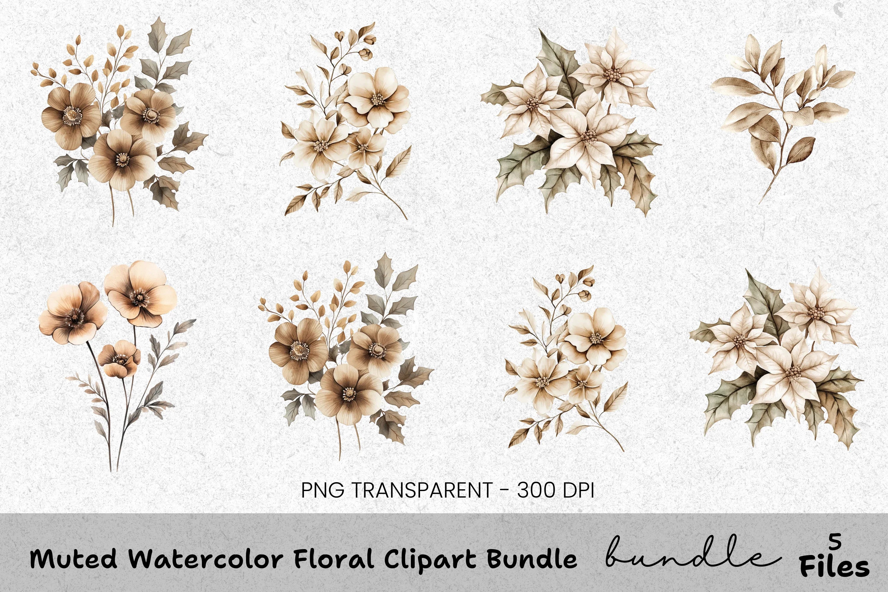 Muted Floral Clipart Bundle