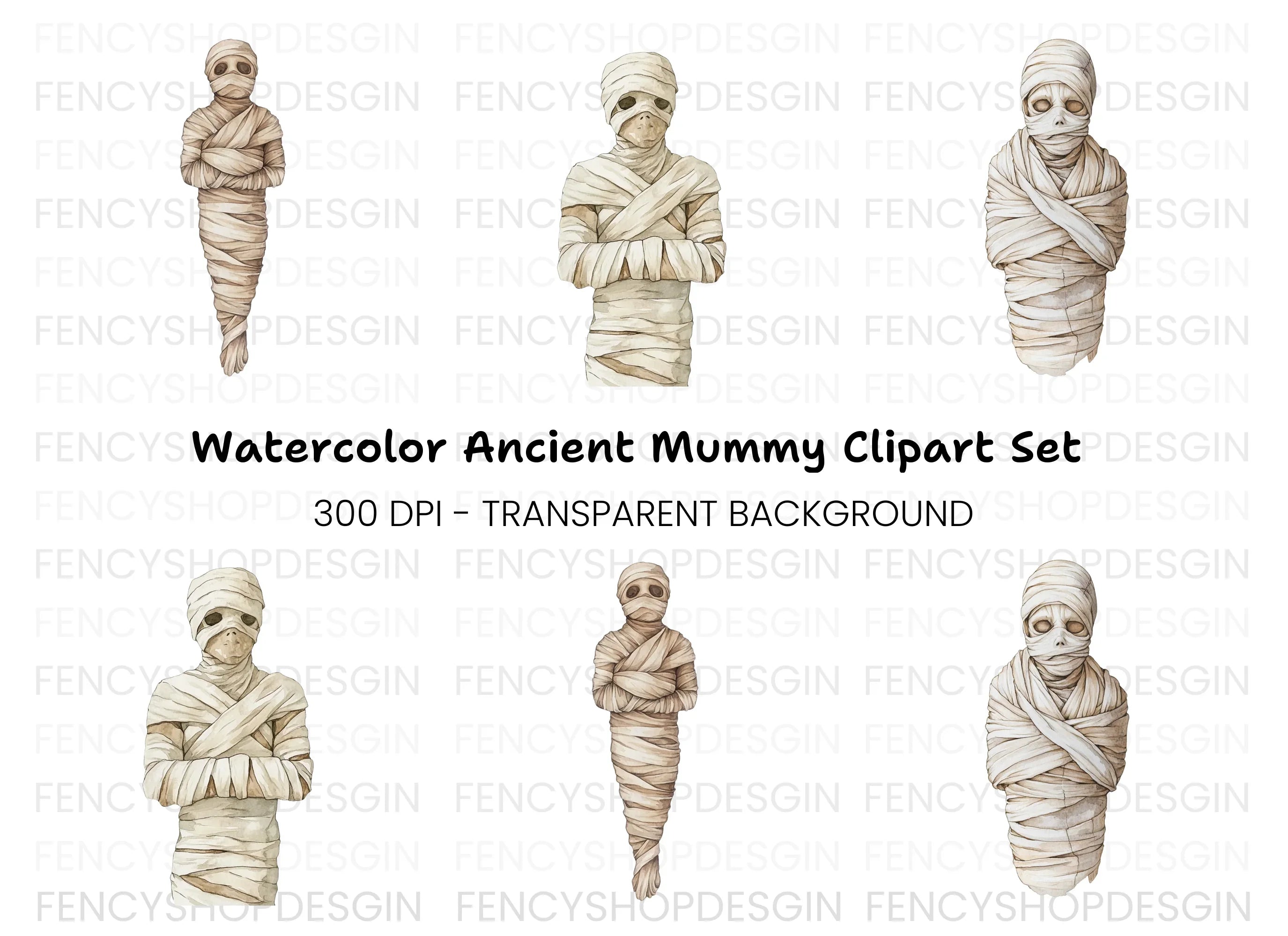 Spooky Mummy Character Clipart Bundle