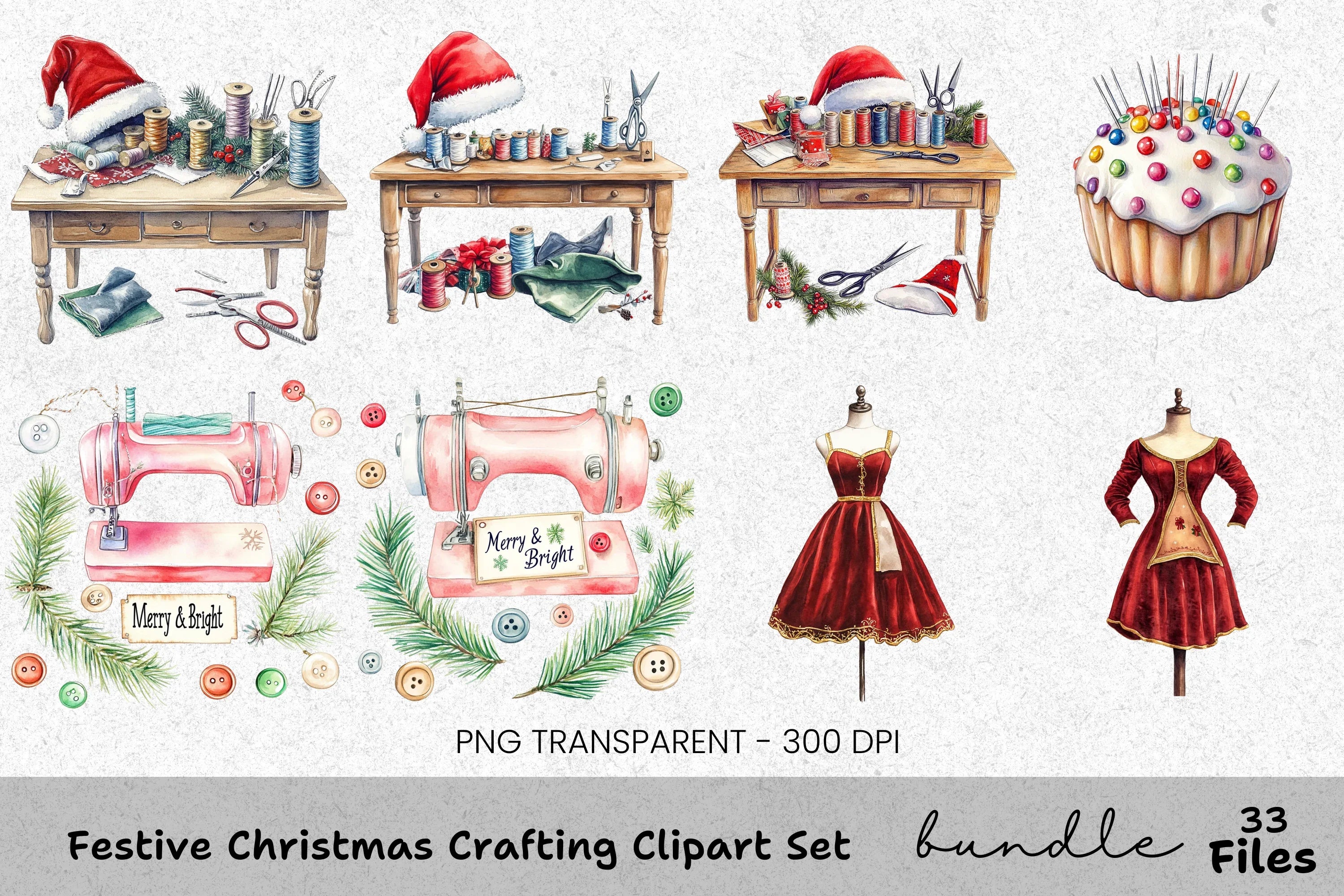 Cozy Christmas Crafting Clipart Bundle