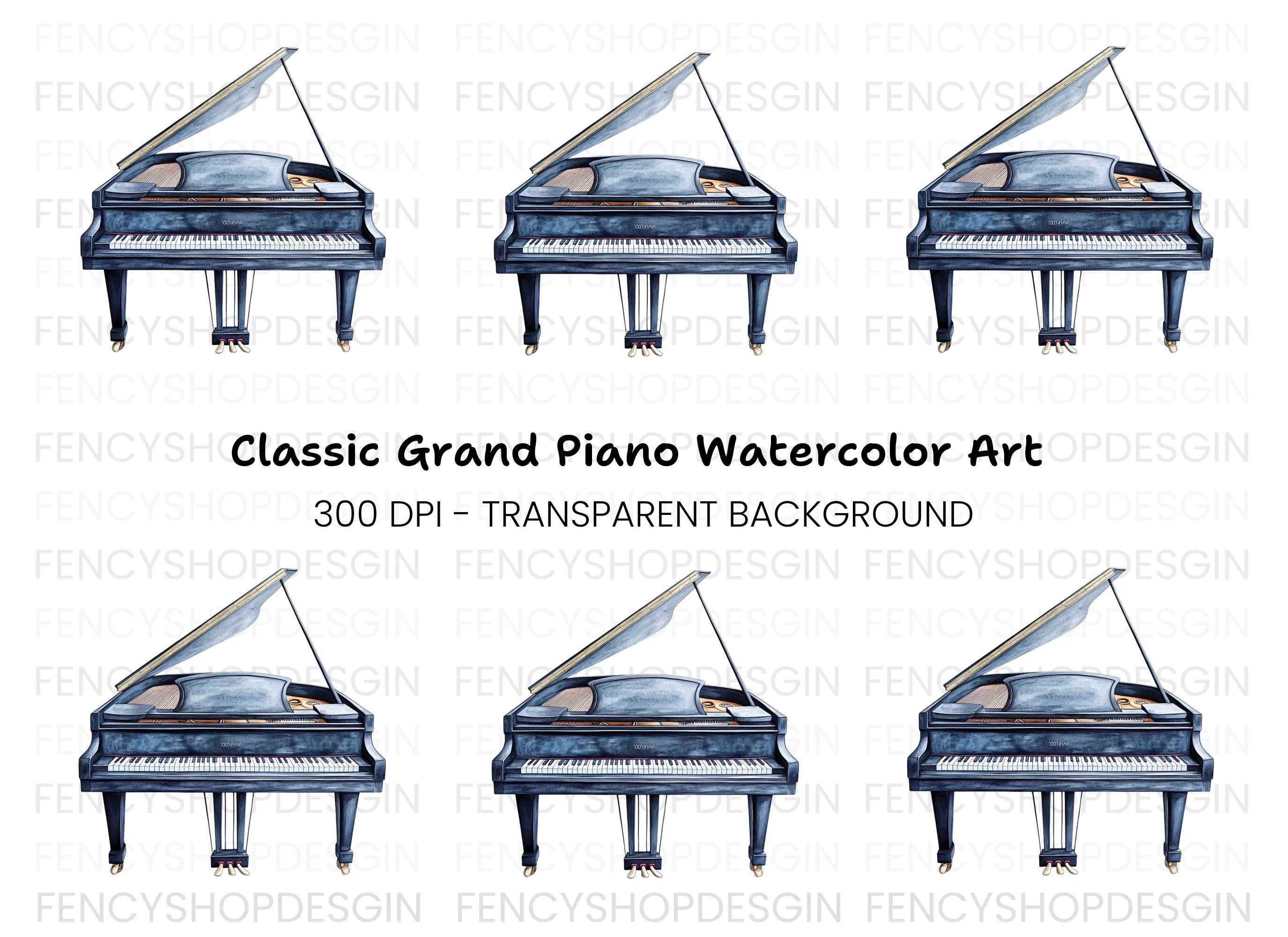 Elegant Grand Piano Clipart Bundle