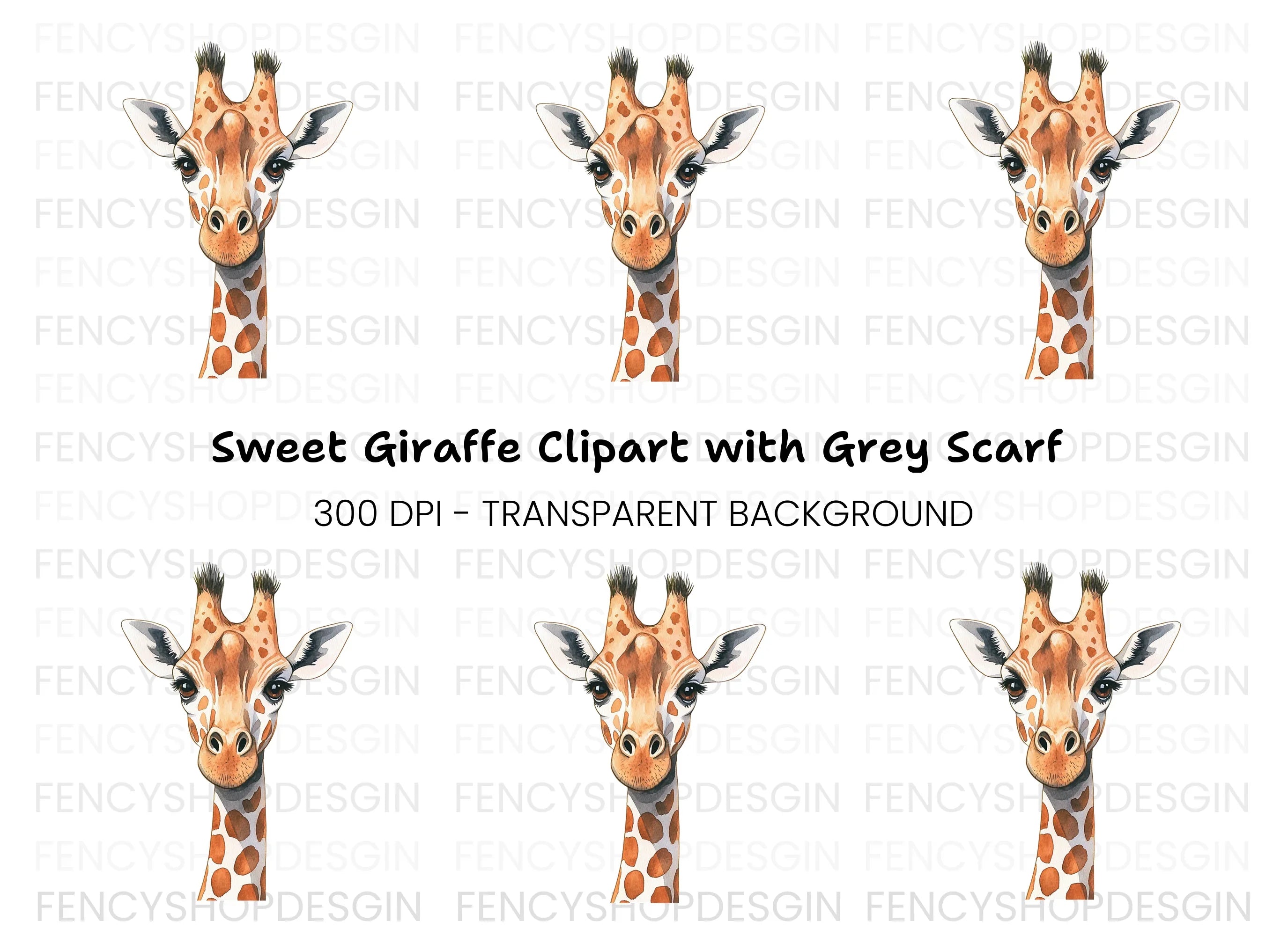 Charming Giraffe Head Clipart Bundle