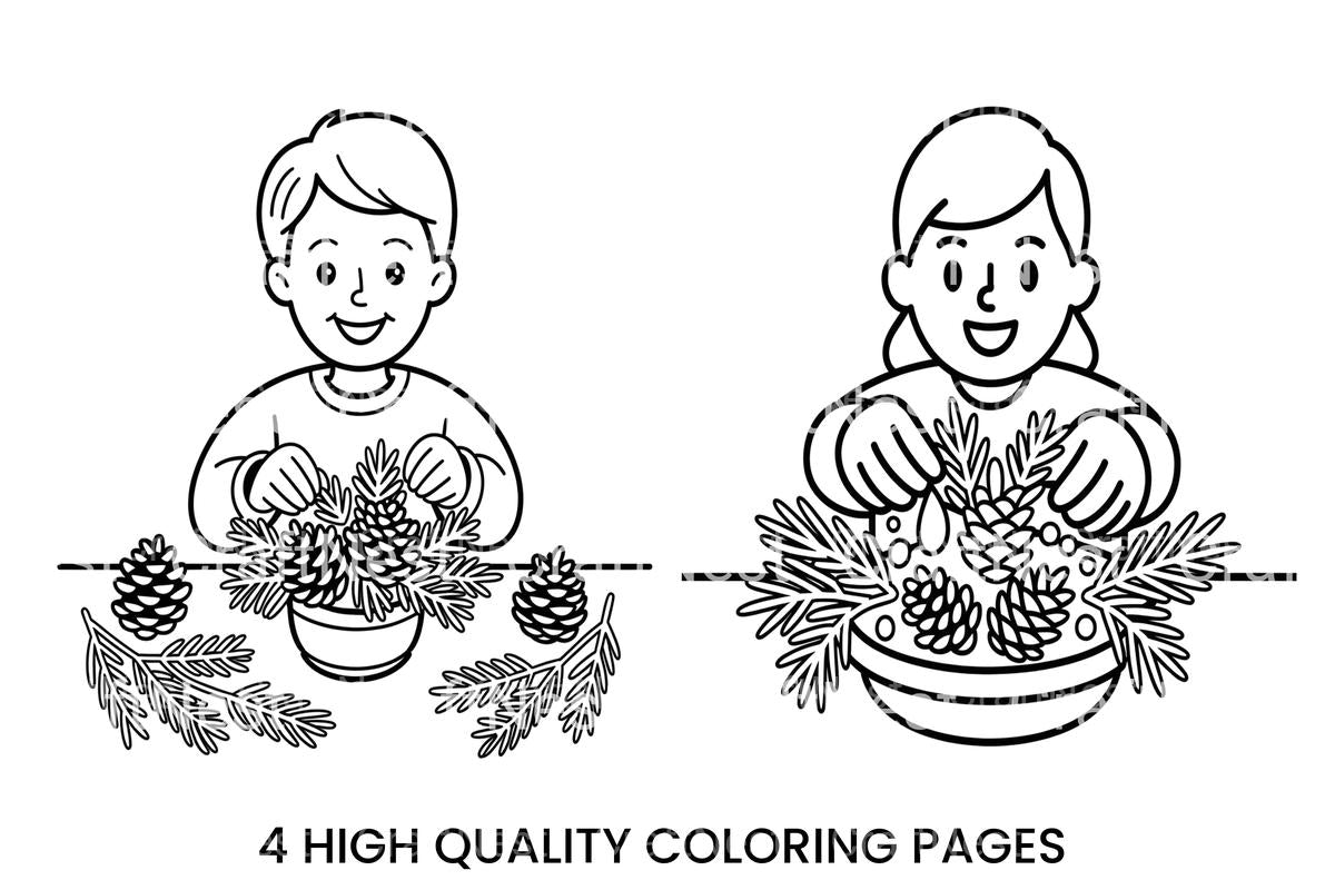 Pinecone and Evergreen Wreath Coloring Books