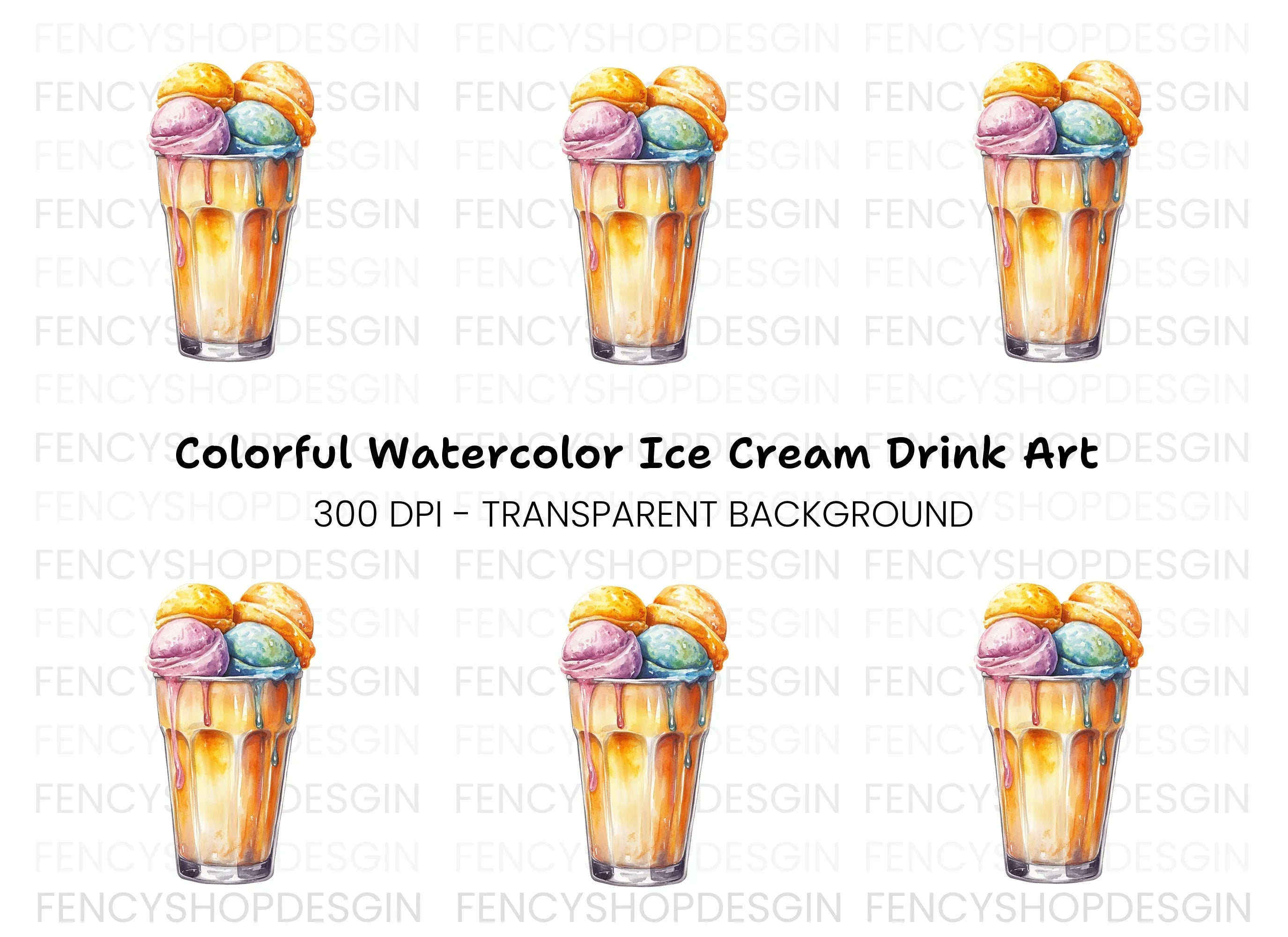 Colorful Ice Cream Cups Clipart Bundle