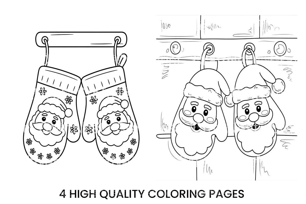 Santa Mittens Christmas Coloring Books