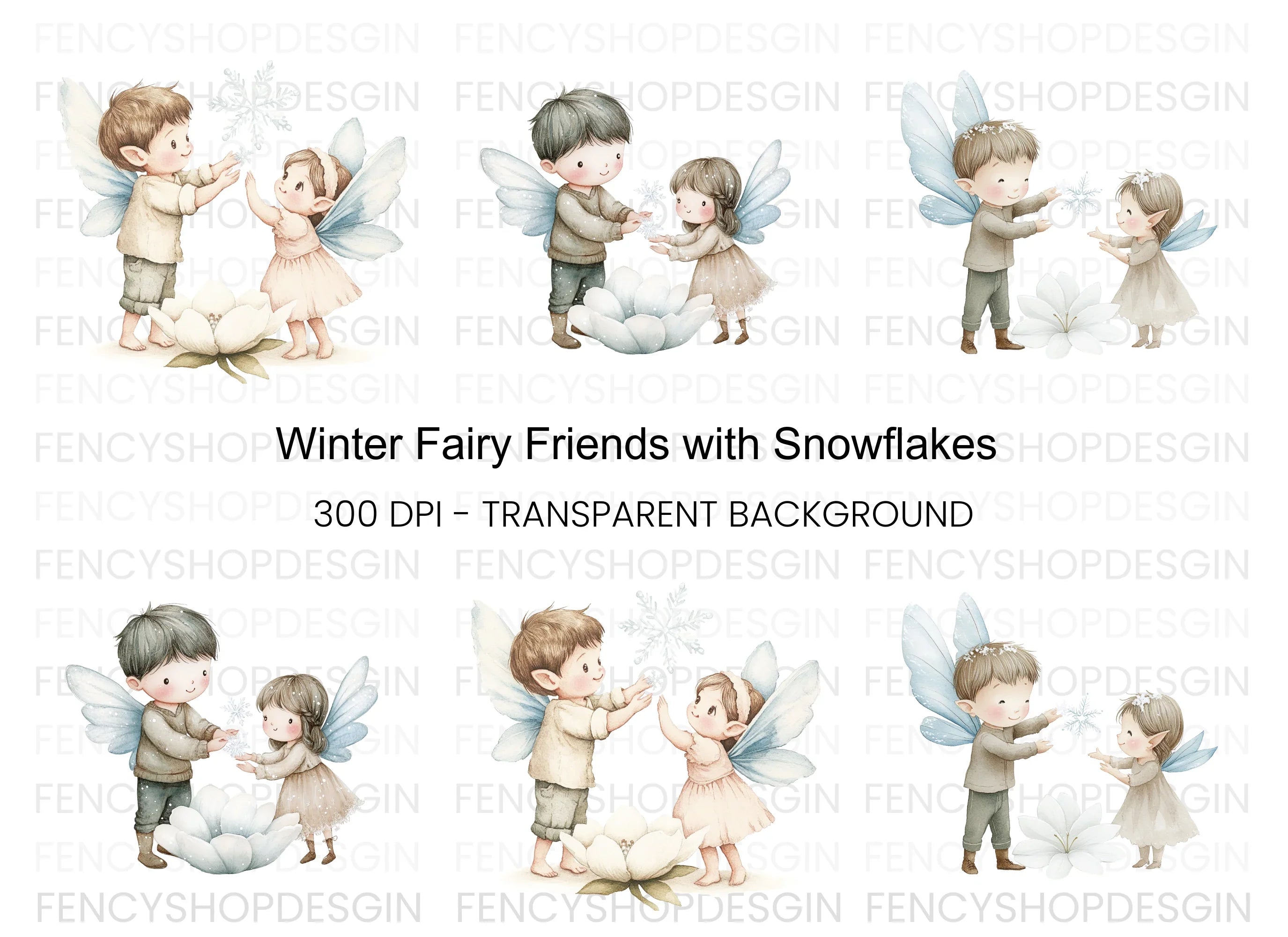 Winter Fairy Children Clipart Bundle
