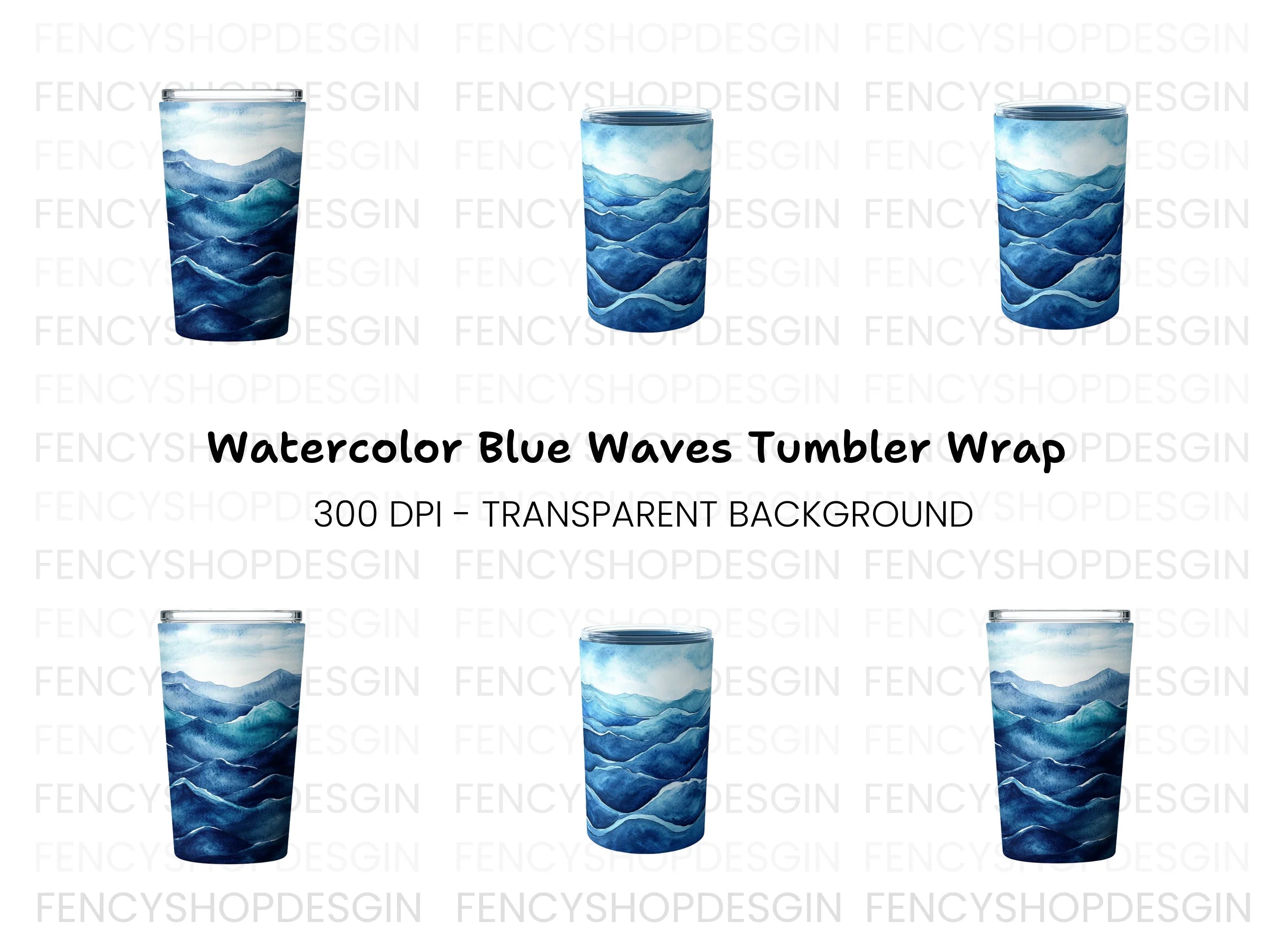 Blue Waves Glass Clipart Bundle