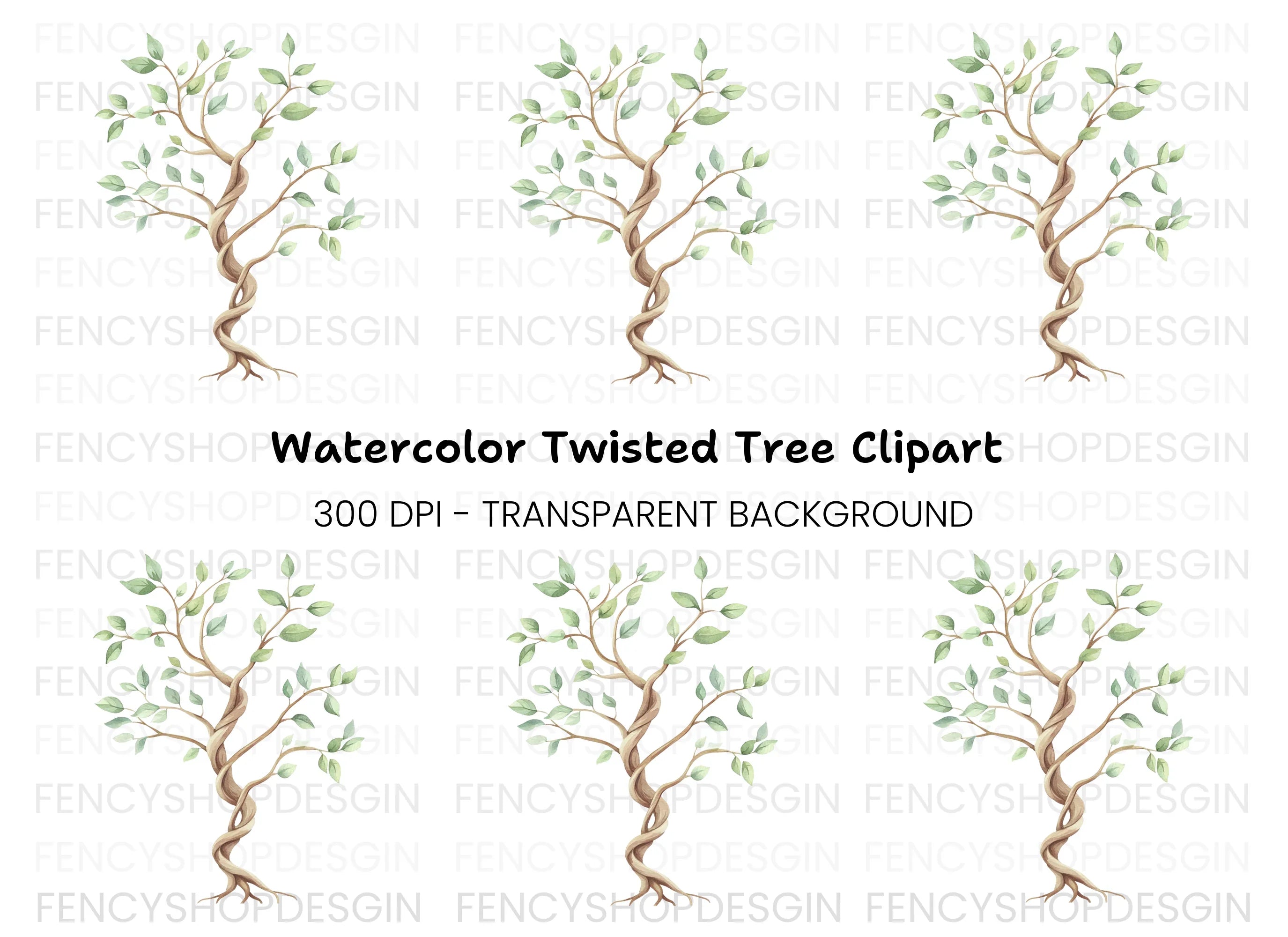 Single Twisted Tree Clipart Bundle