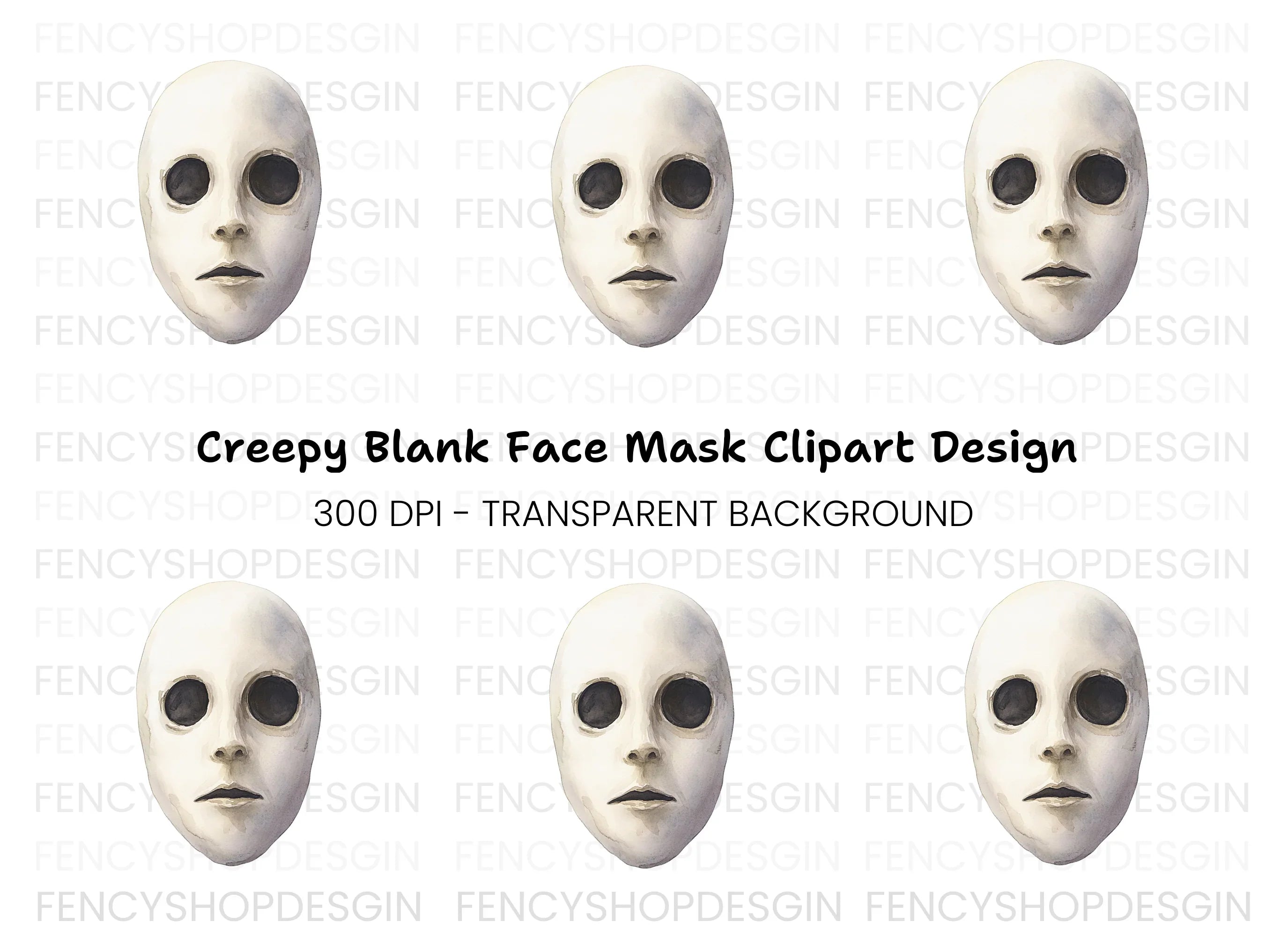Eerie White Mask Clipart Bundle