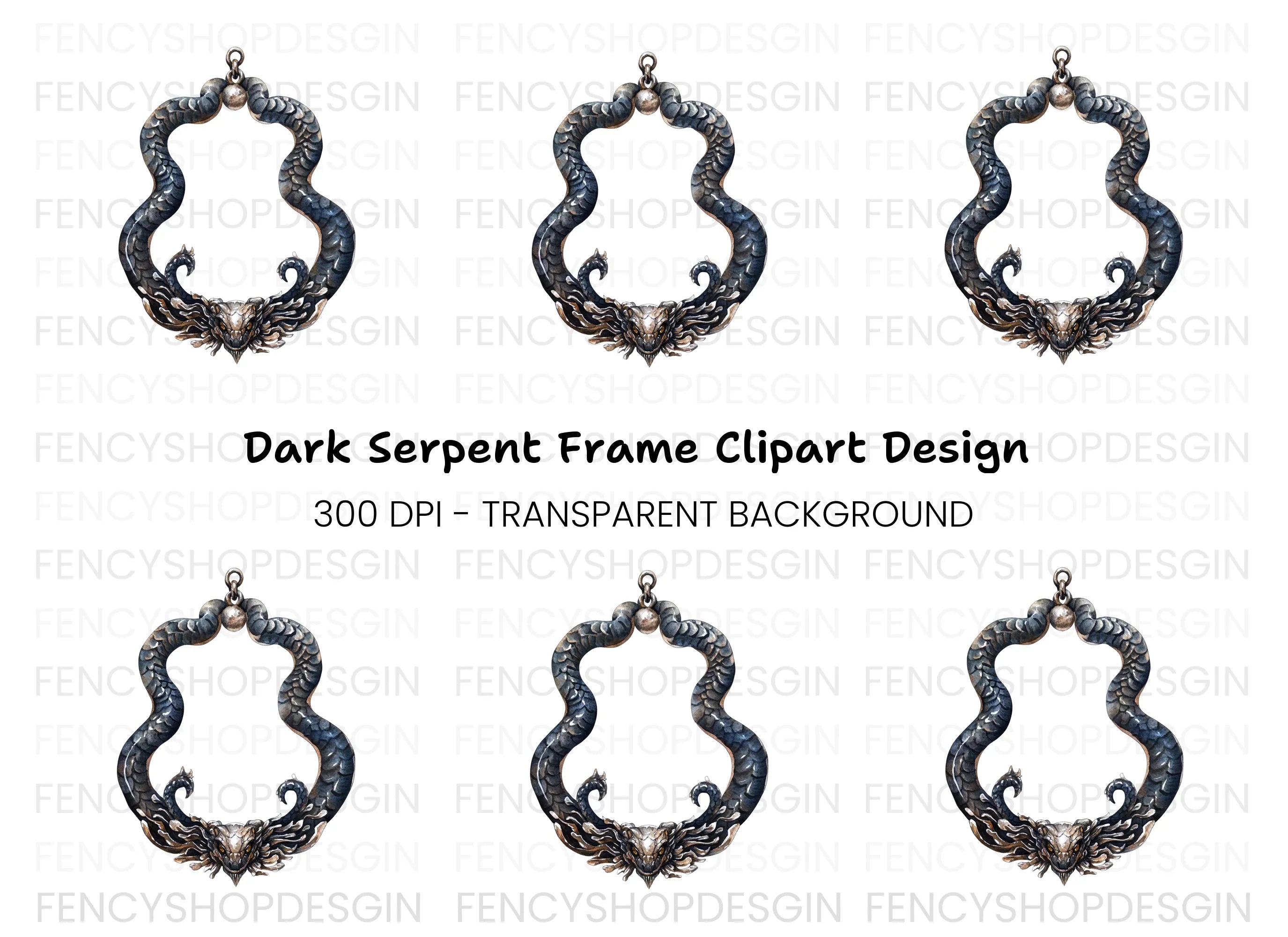 Mystical Serpent Amulet Clipart Bundle