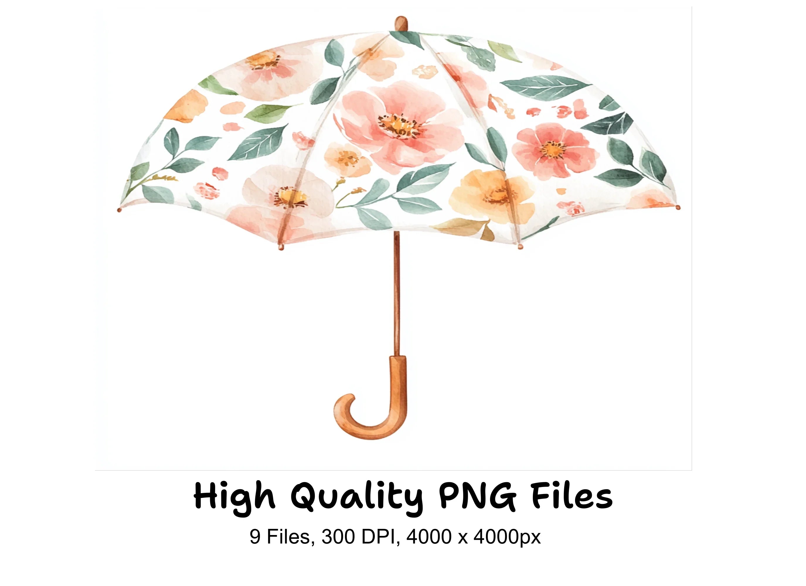 Floral Umbrellas Clipart Bundle